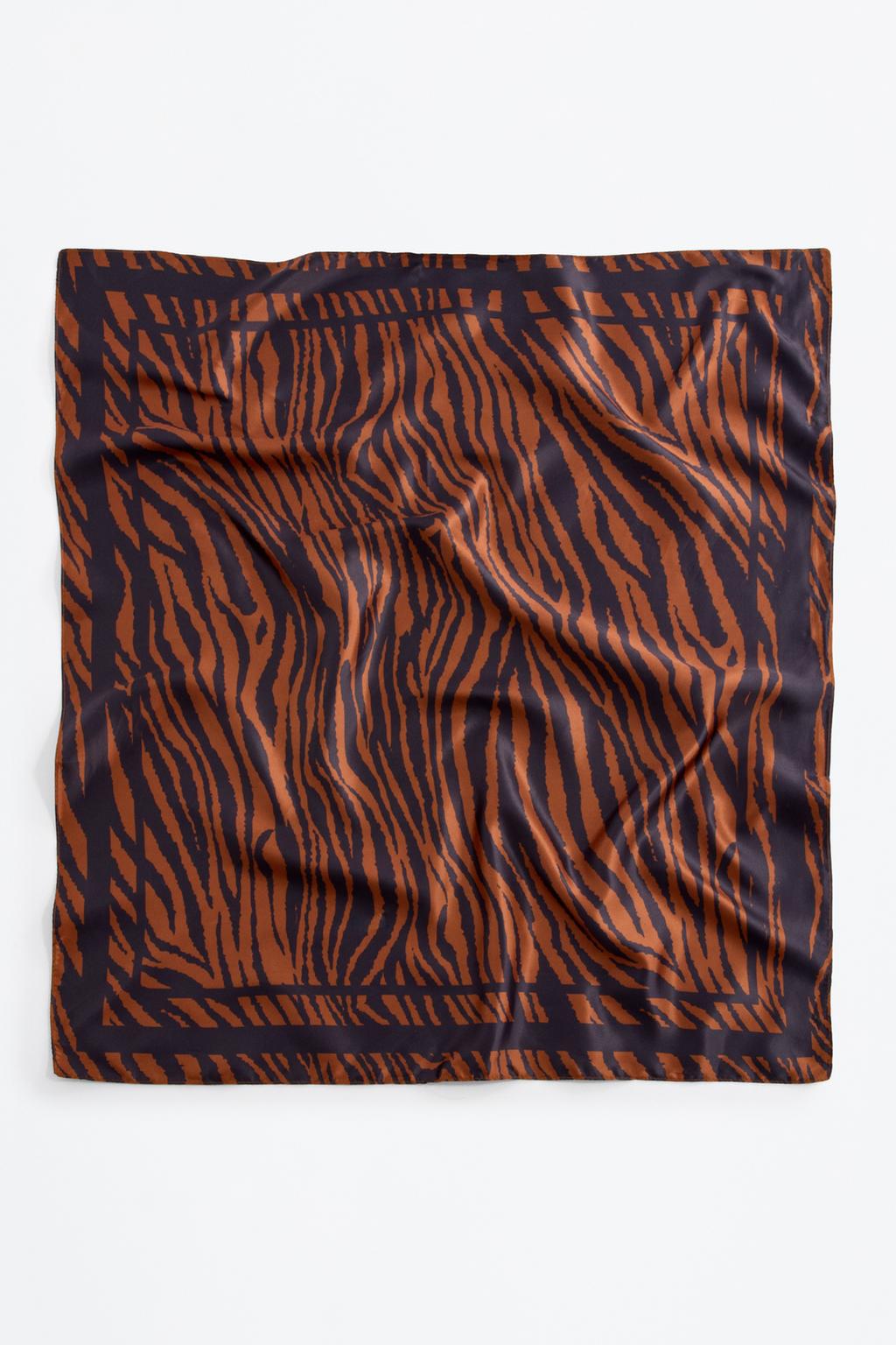 Satin animal print scarf