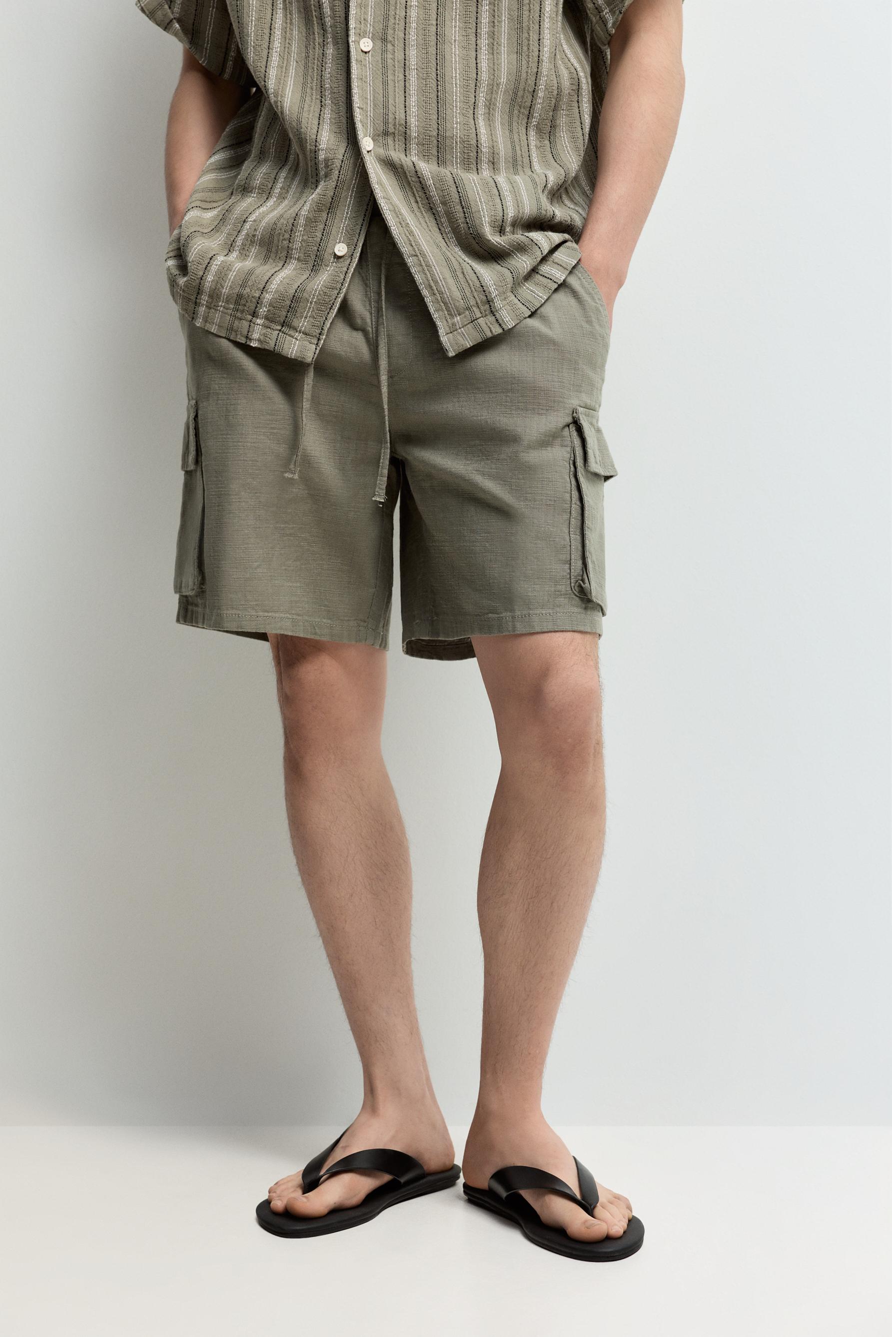 Rustic cargo Bermuda joggers — KHAKI