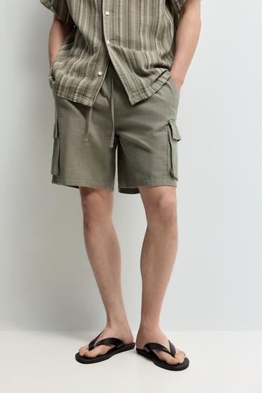 Rustic cargo Bermuda joggers — KHAKI 2