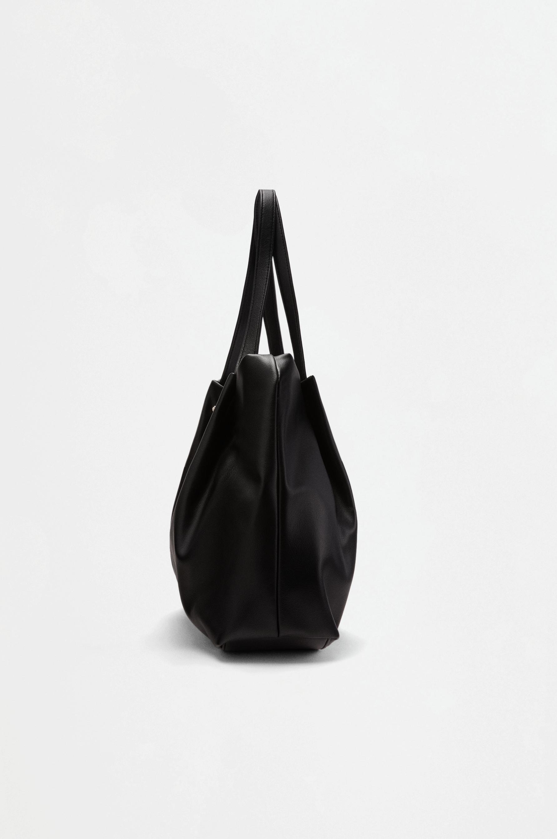 Faux suede tote bag — BLACK