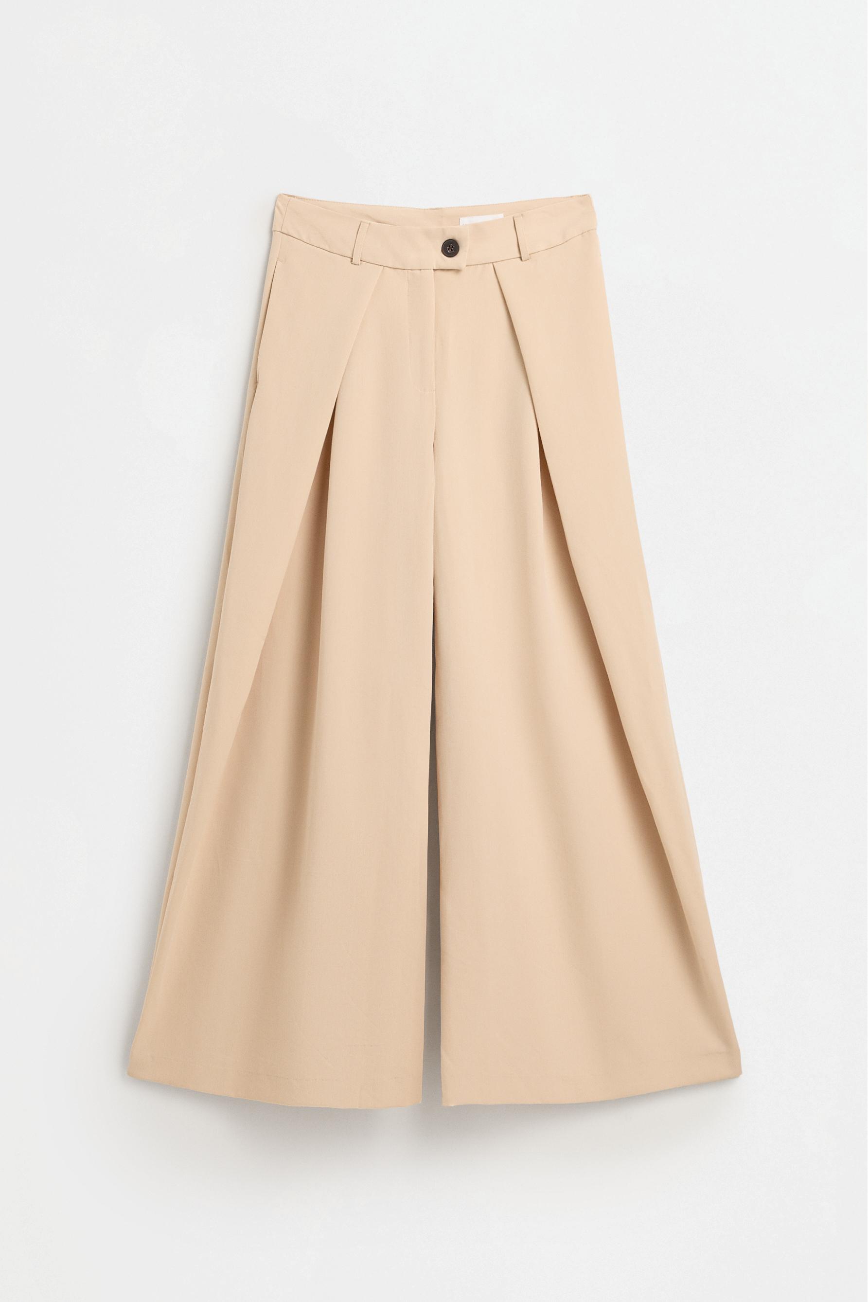 Pleated wide-leg trousers — LIGHT CAMEL