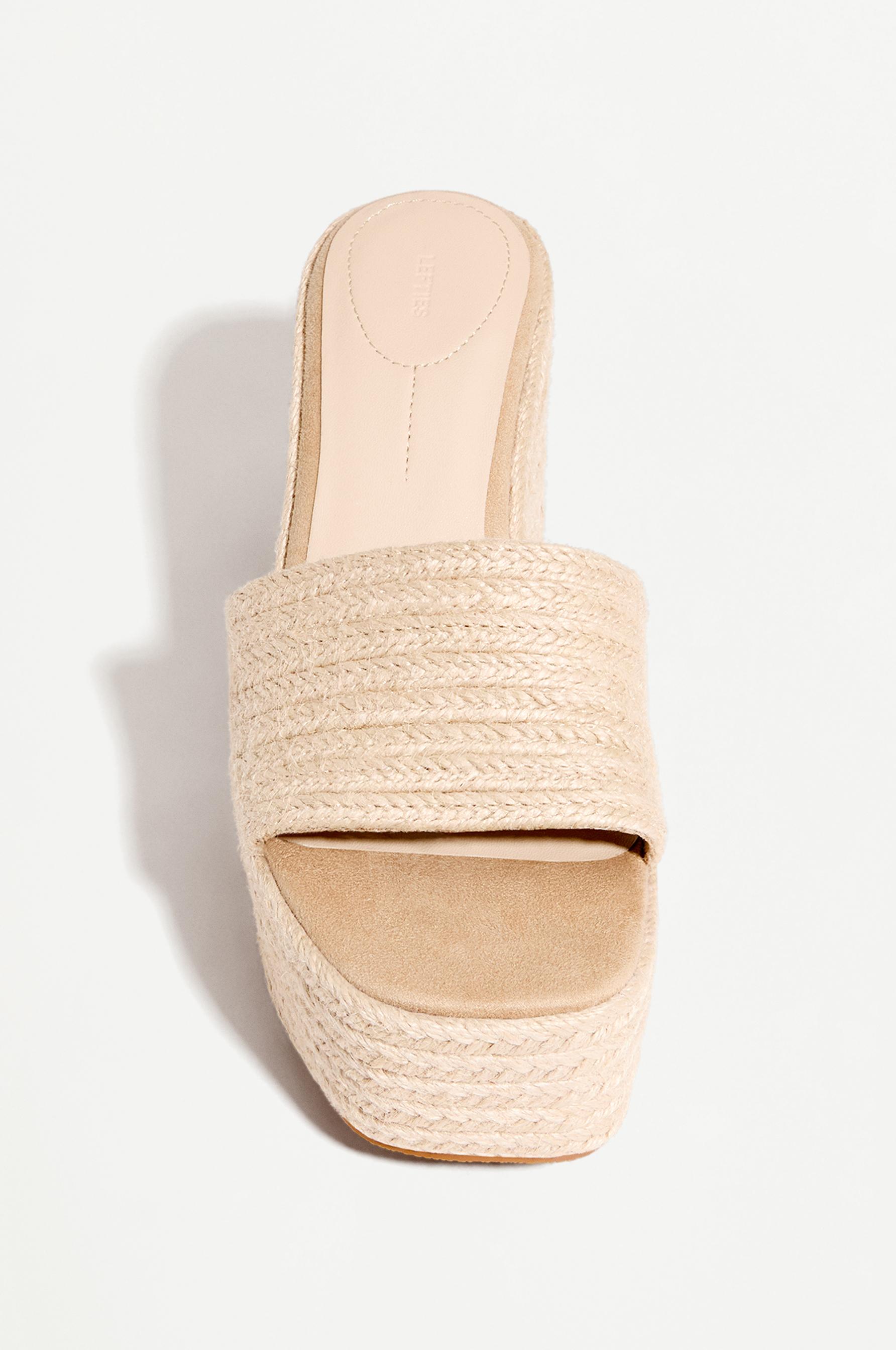 Women's raffia wedge sandals — BEIGE