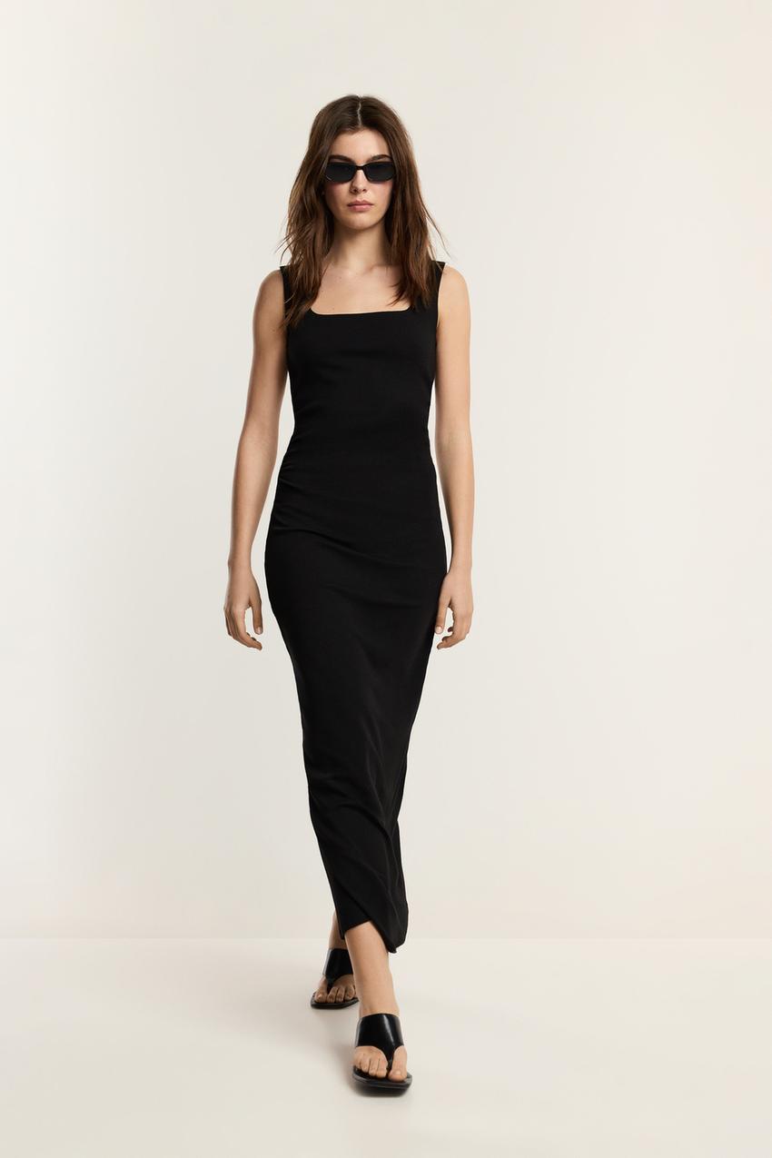 Midi dress with square neckline - SEASONAL BASICS - Woman | LEFTIES Israel