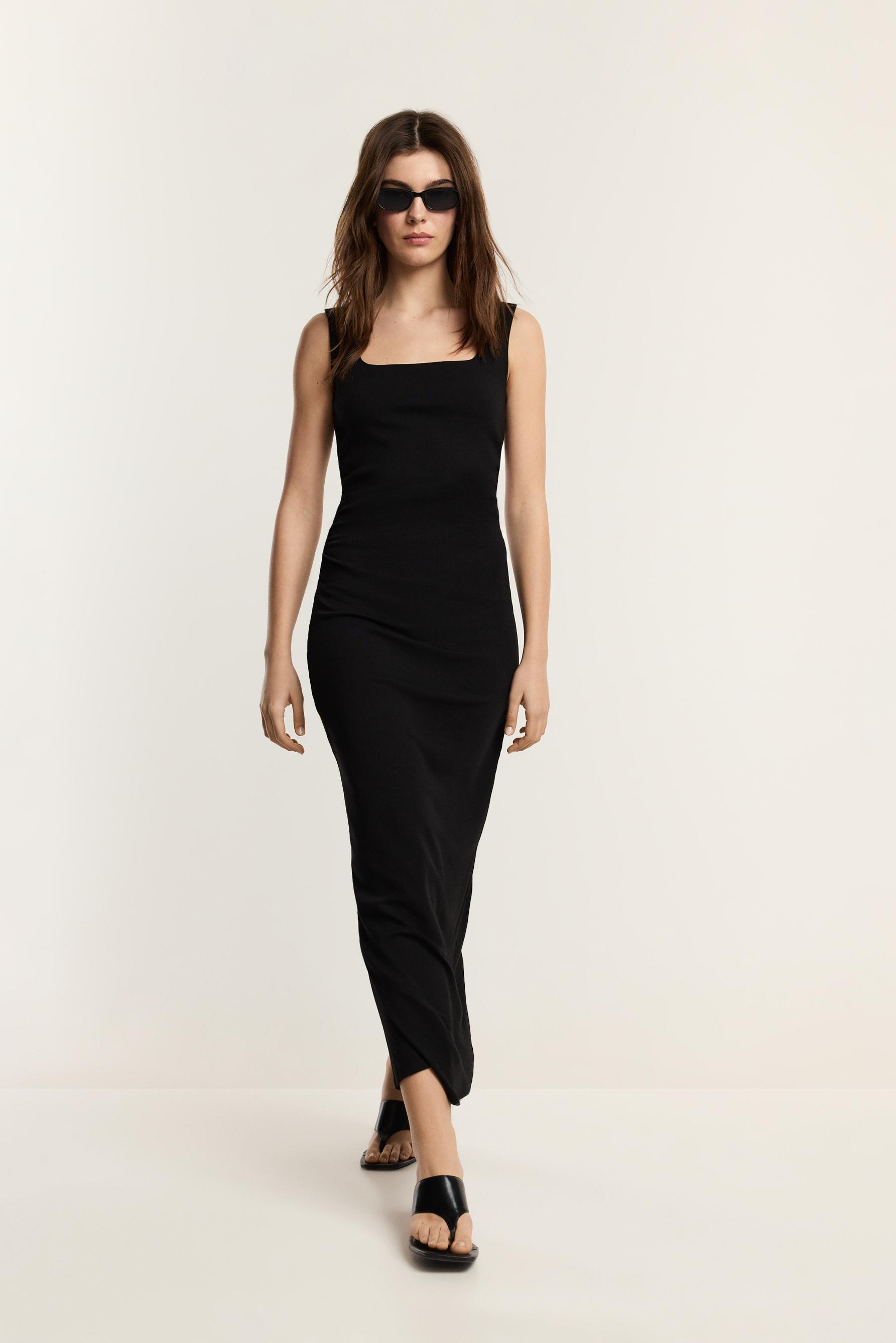 Vestido midi escote cuadrado