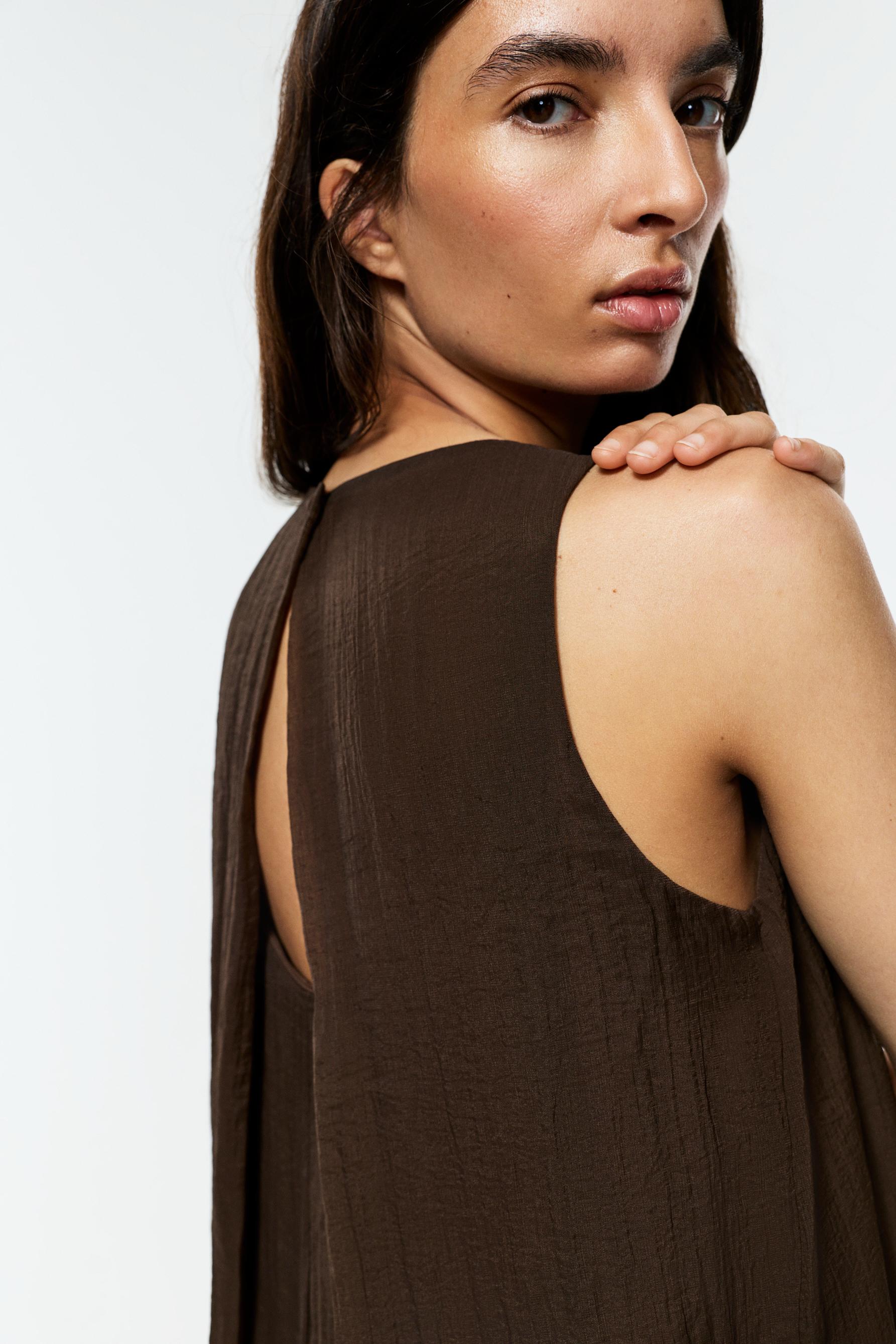 Halter neck midi dress — BROWN