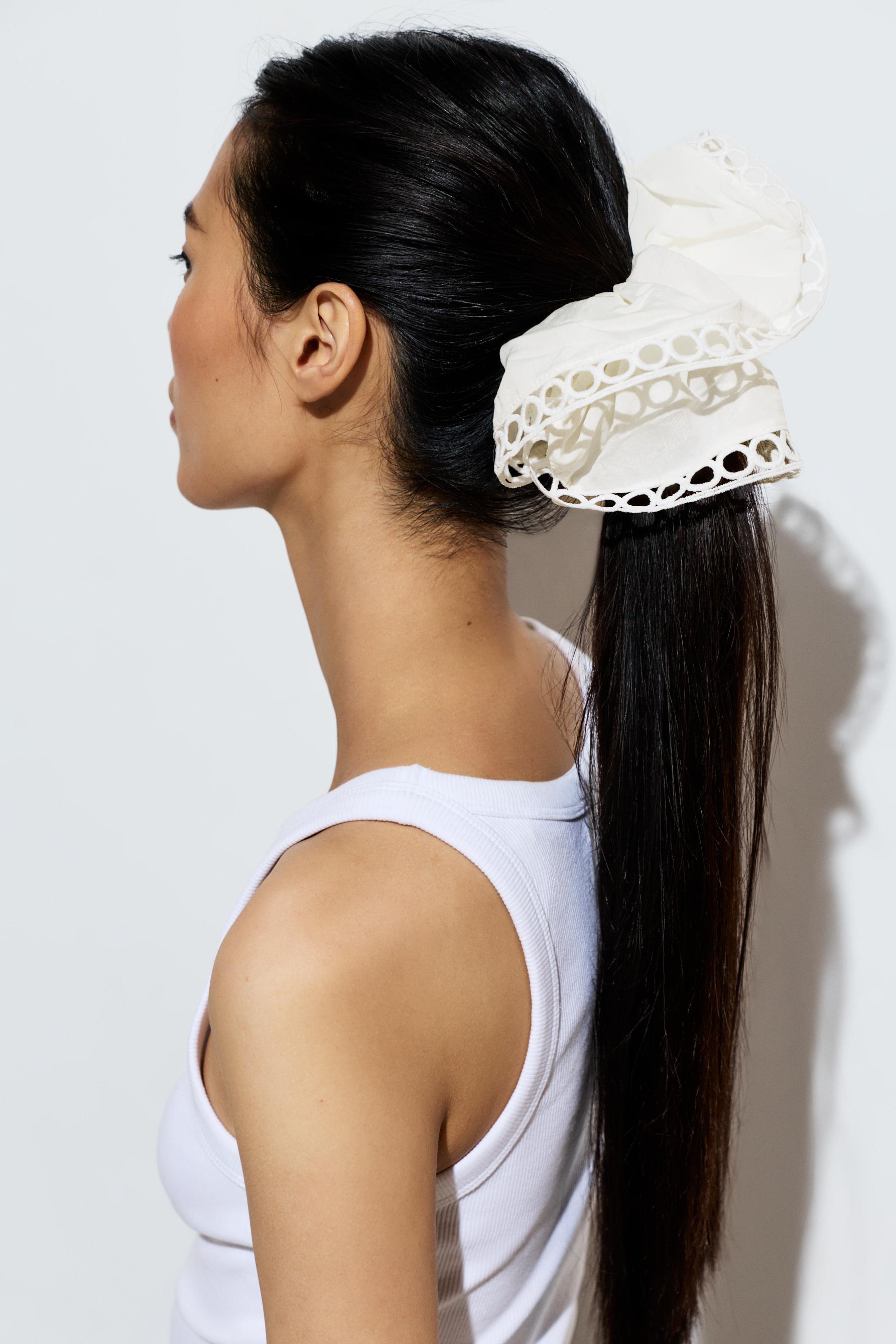XL openwork lace scrunchie — OFF WHITE