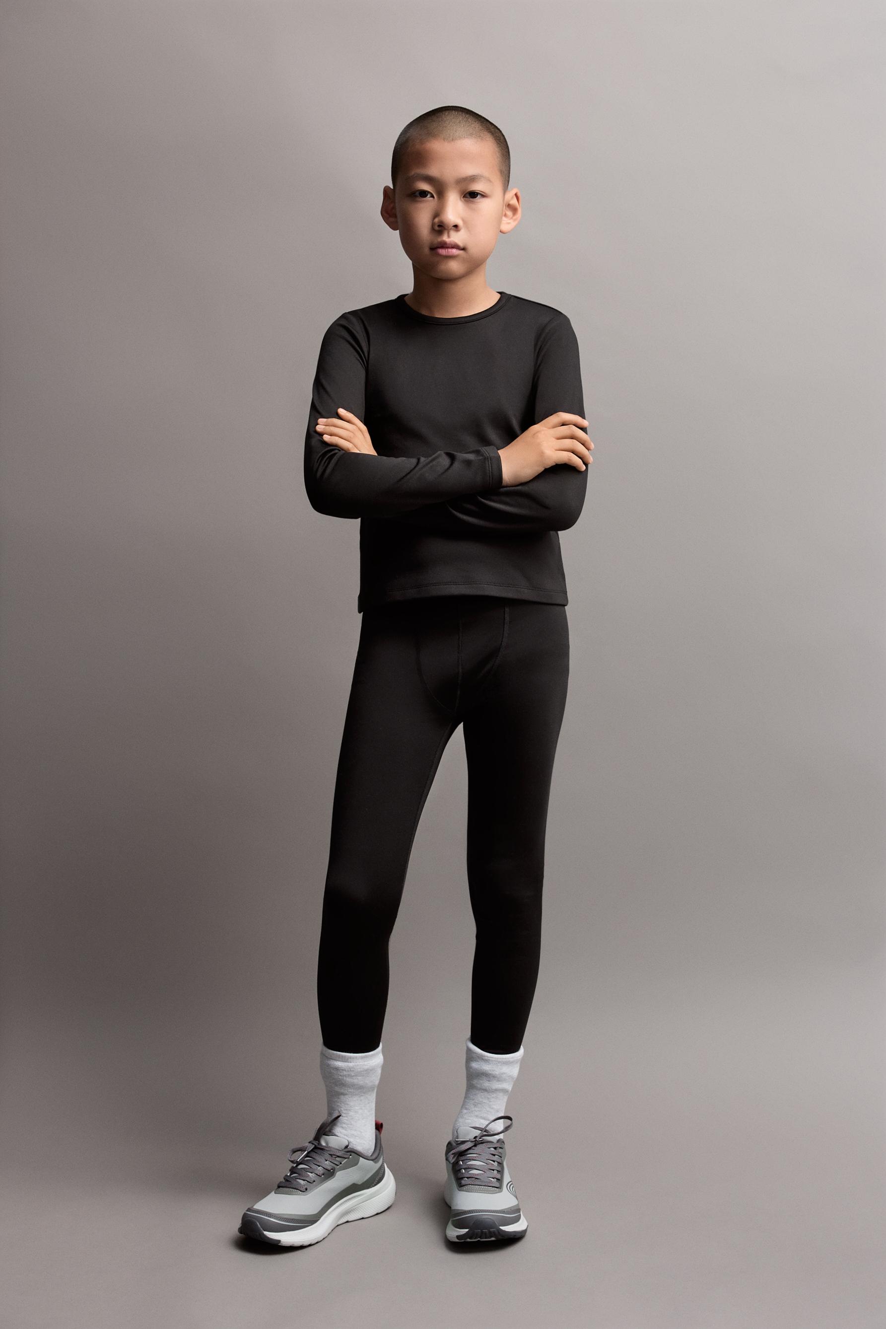 Medium-weight thermal comfort leggings — BLACK