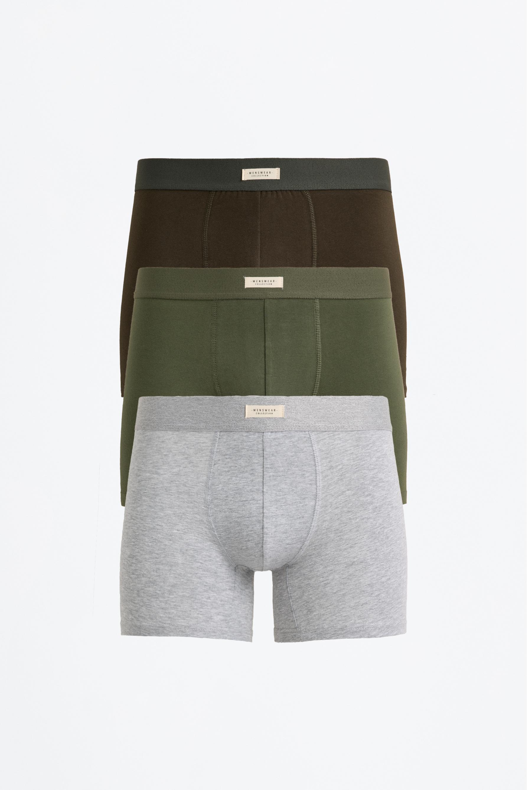 3-pack of long basic boxers — KHAKI