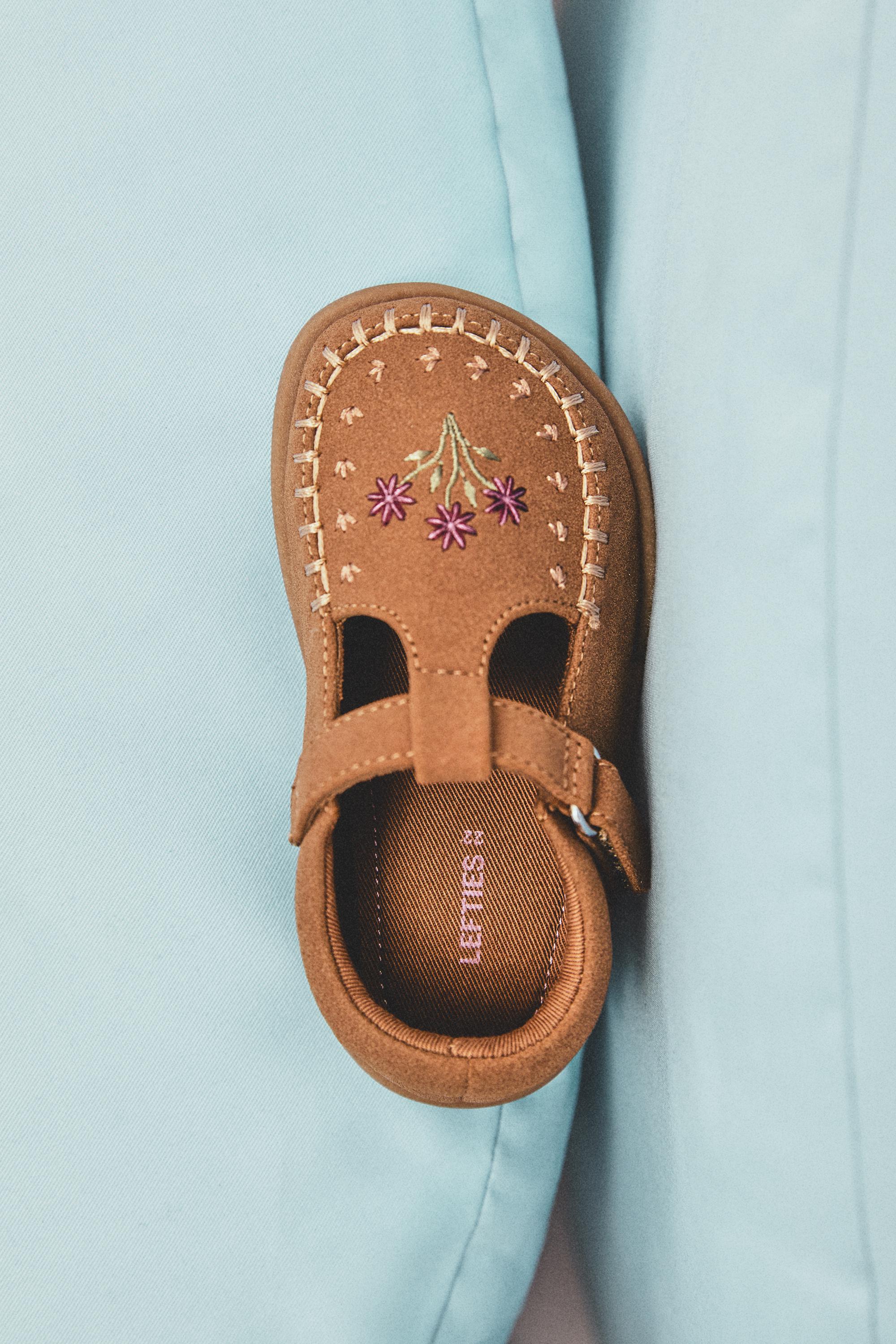 Barefoot faux suede topstitched shoes — LEATHER