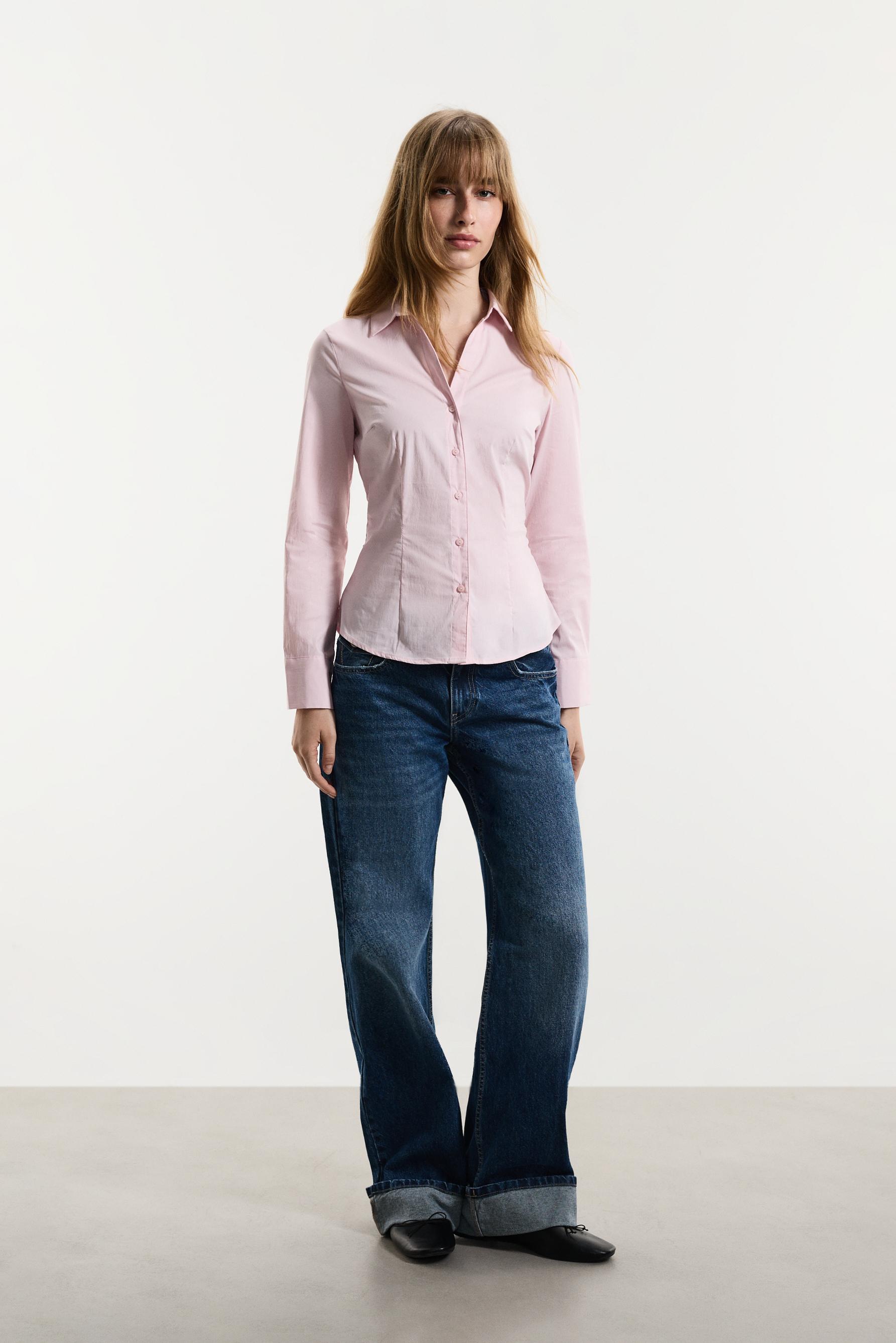 Printed poplin shirt — ROSE PINK