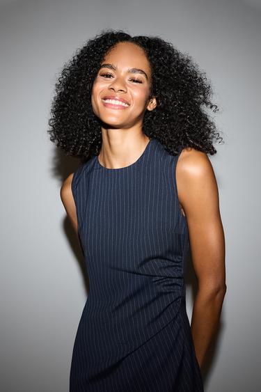 Midi dress with side slit — NAVY 3