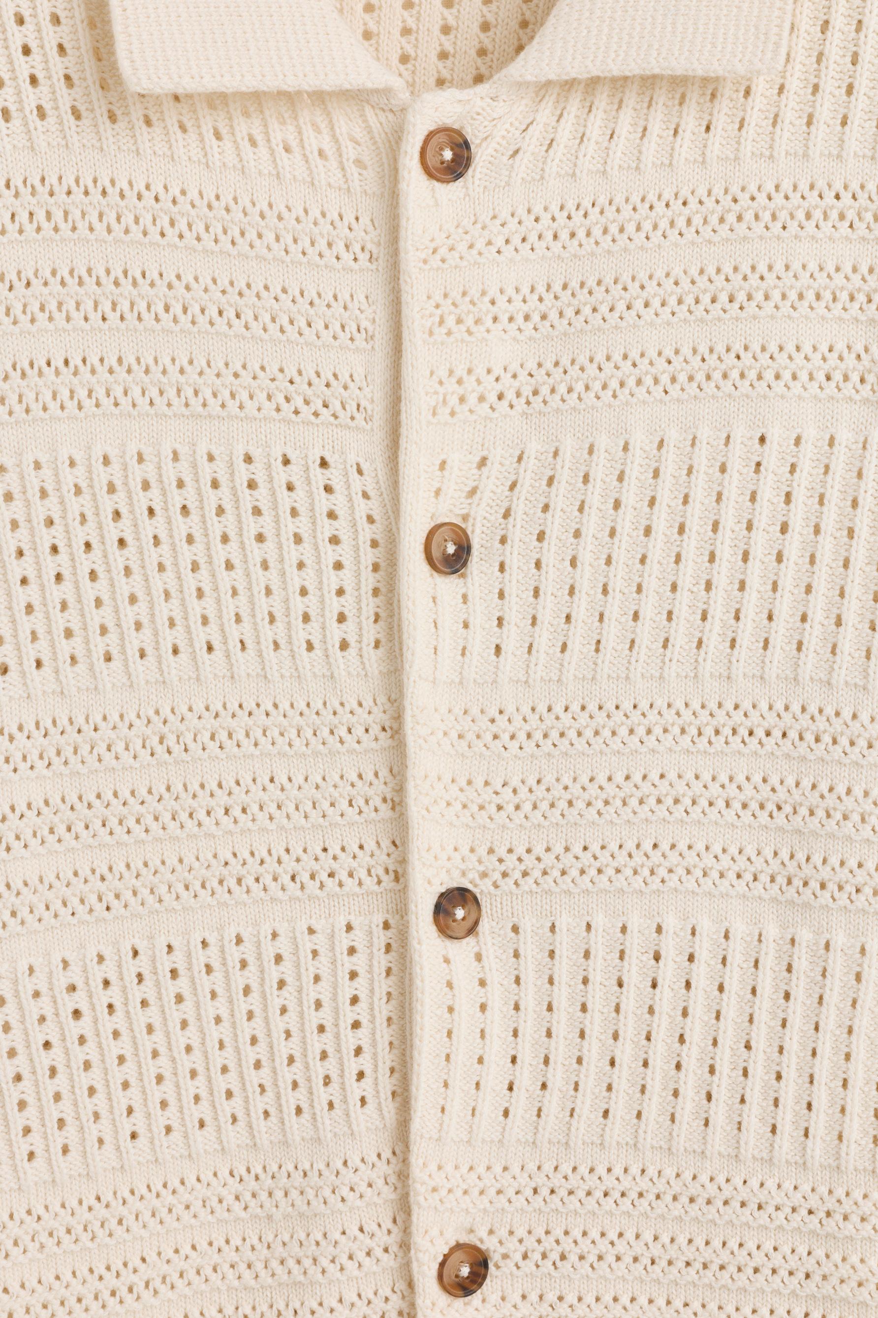 Cutwork knit shirt — OFF WHITE