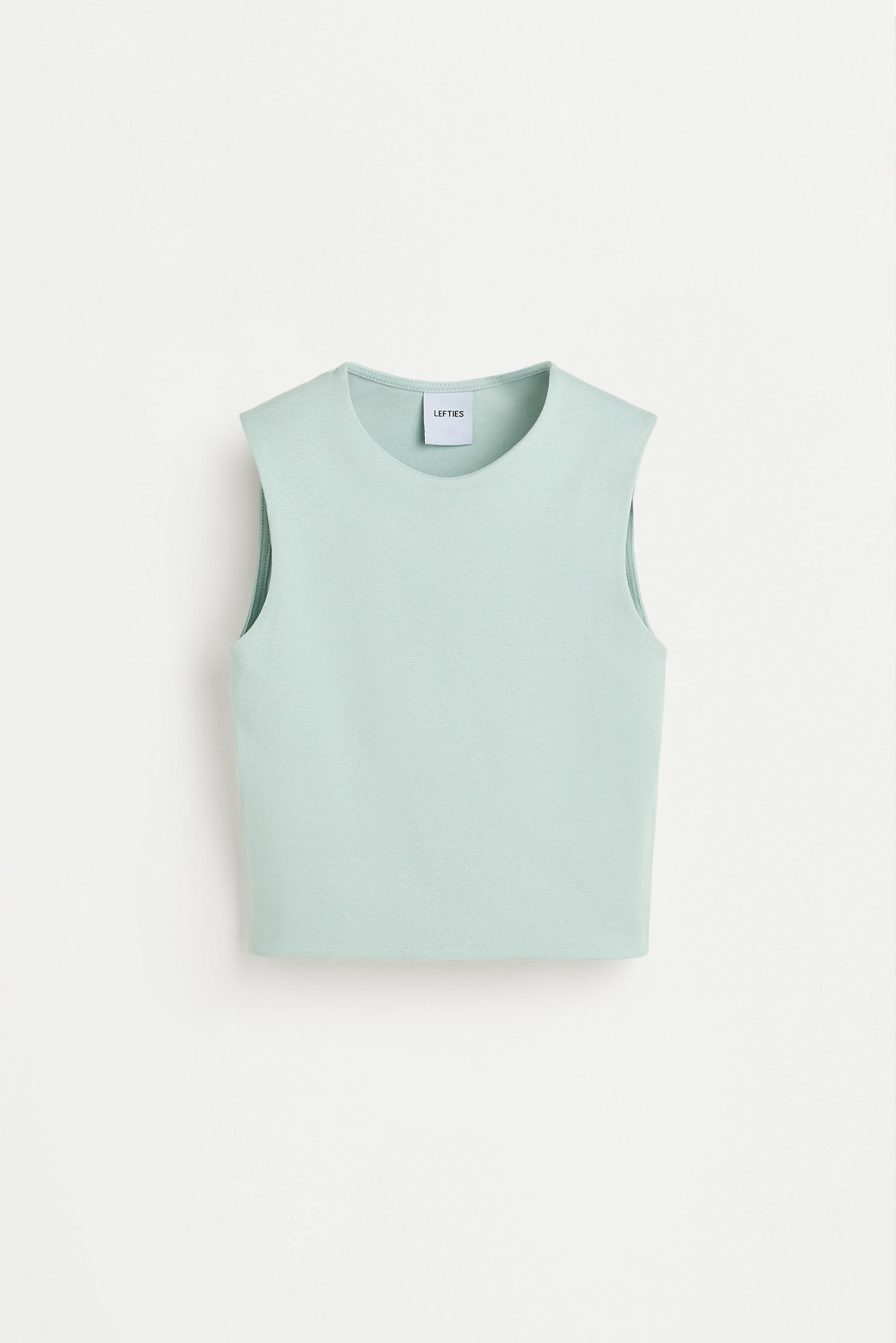 Cropped ribbed T-shirt — PALE MINT GREEN