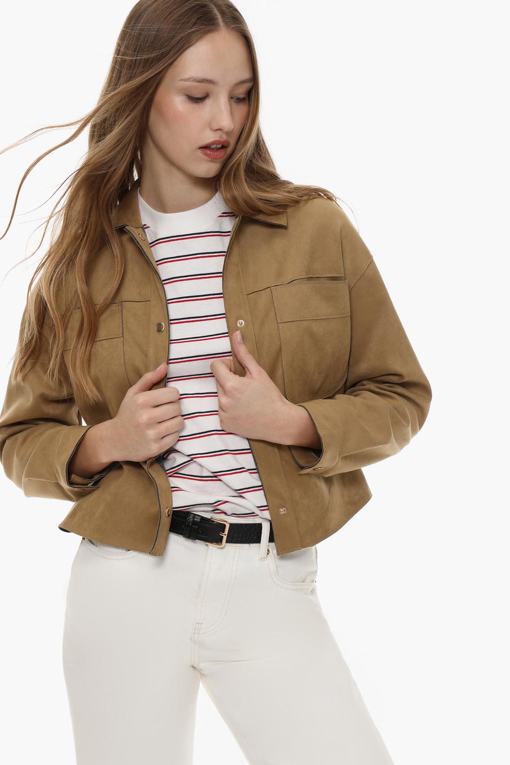 Faux suede overshirt