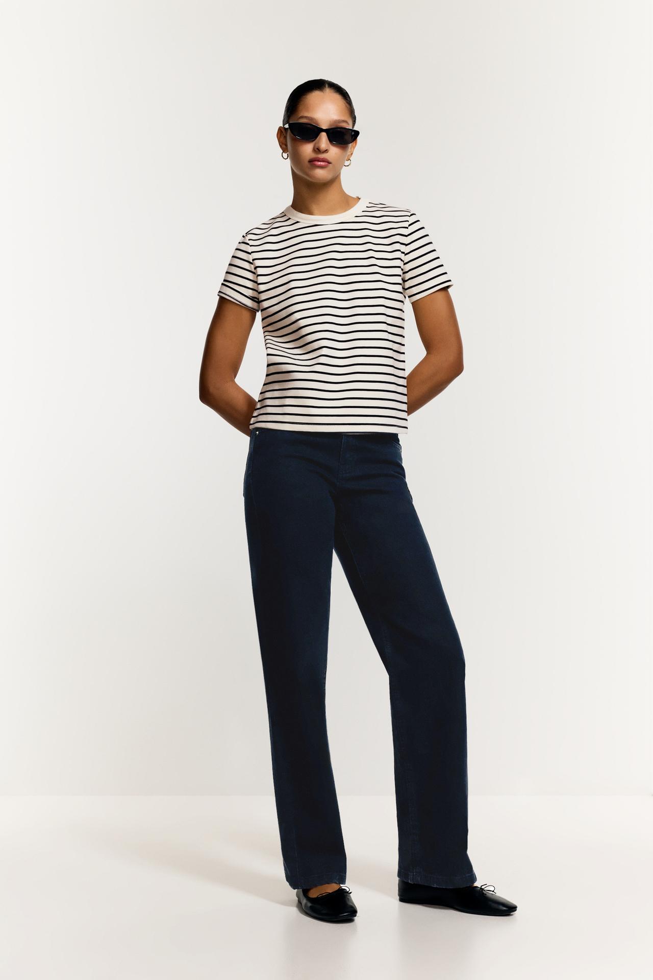Slim-fit wide-leg jeans — BLACK