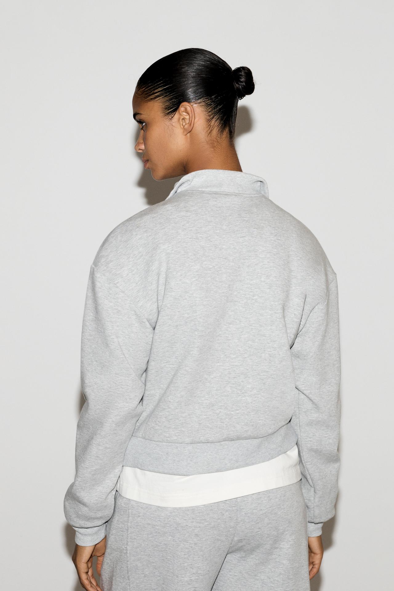 Basic quarter-zip sweatshirt — GREY MARL