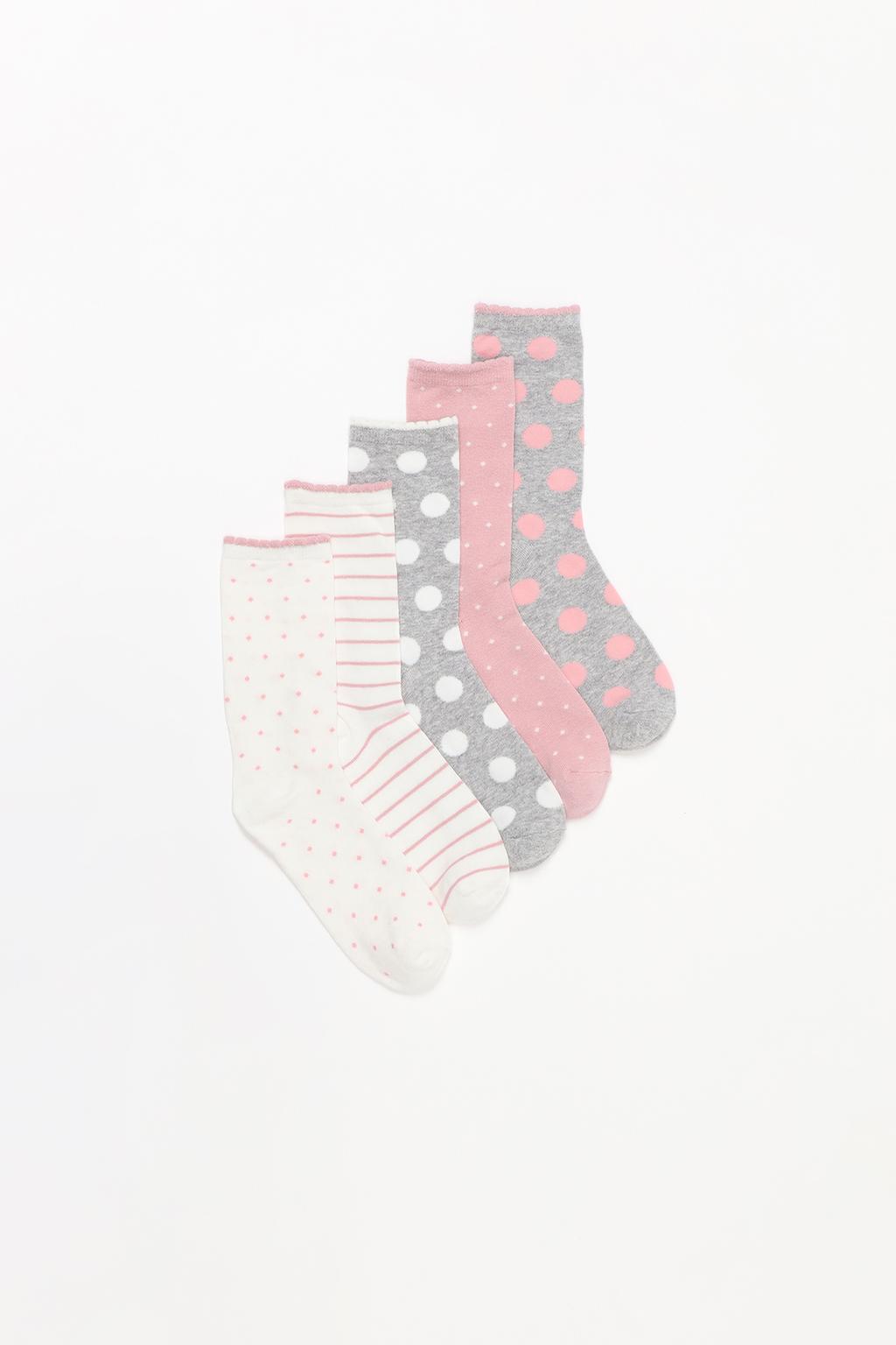 Pack of 5 pairs of contrast socks