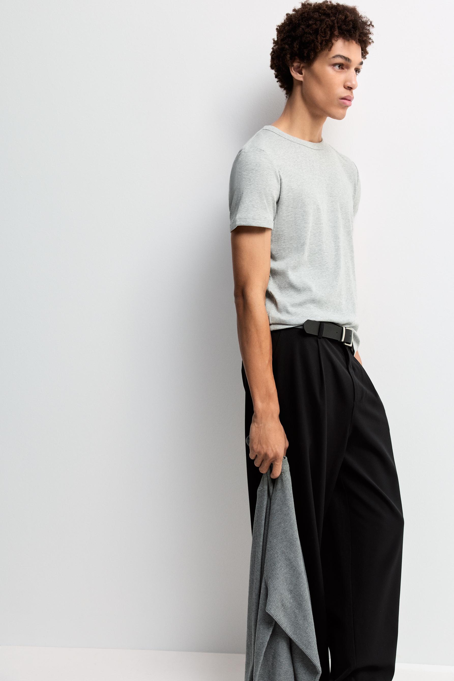 Rib T-shirt — GREY MARL