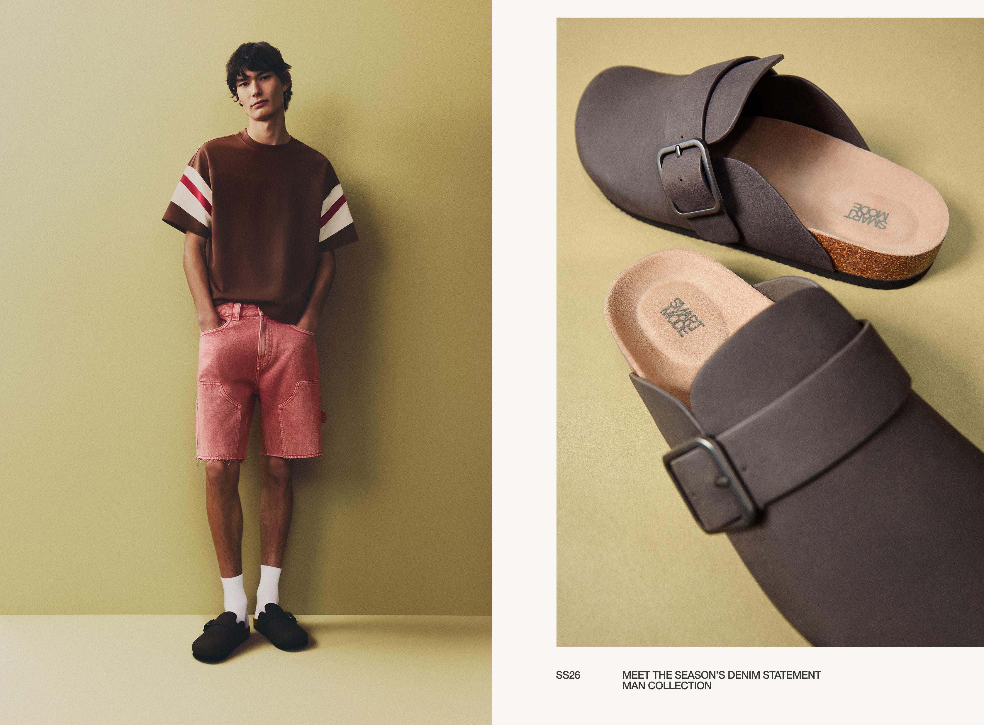 Faux suede buckle clog — GREY