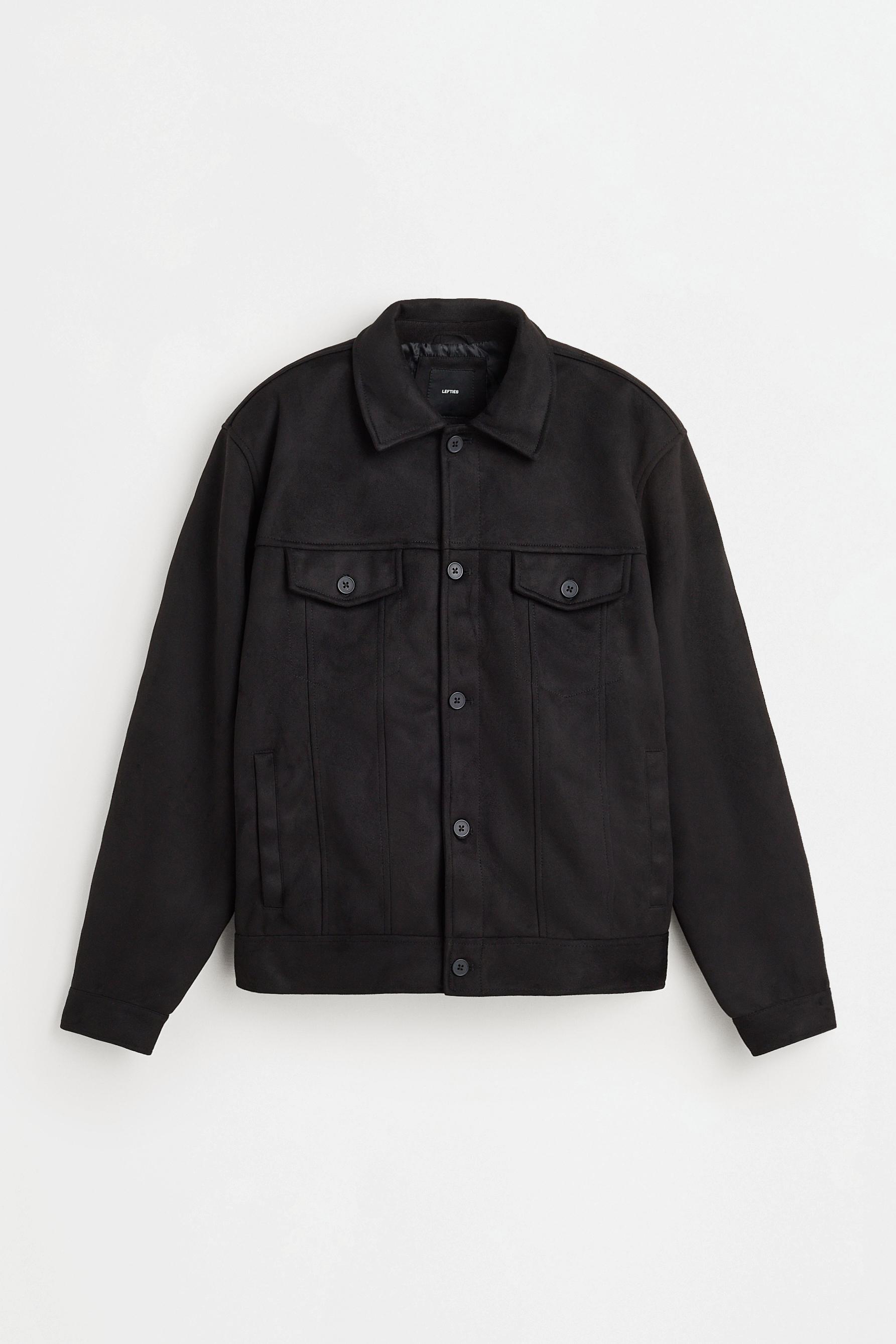 Faux suede jacket — BLACK