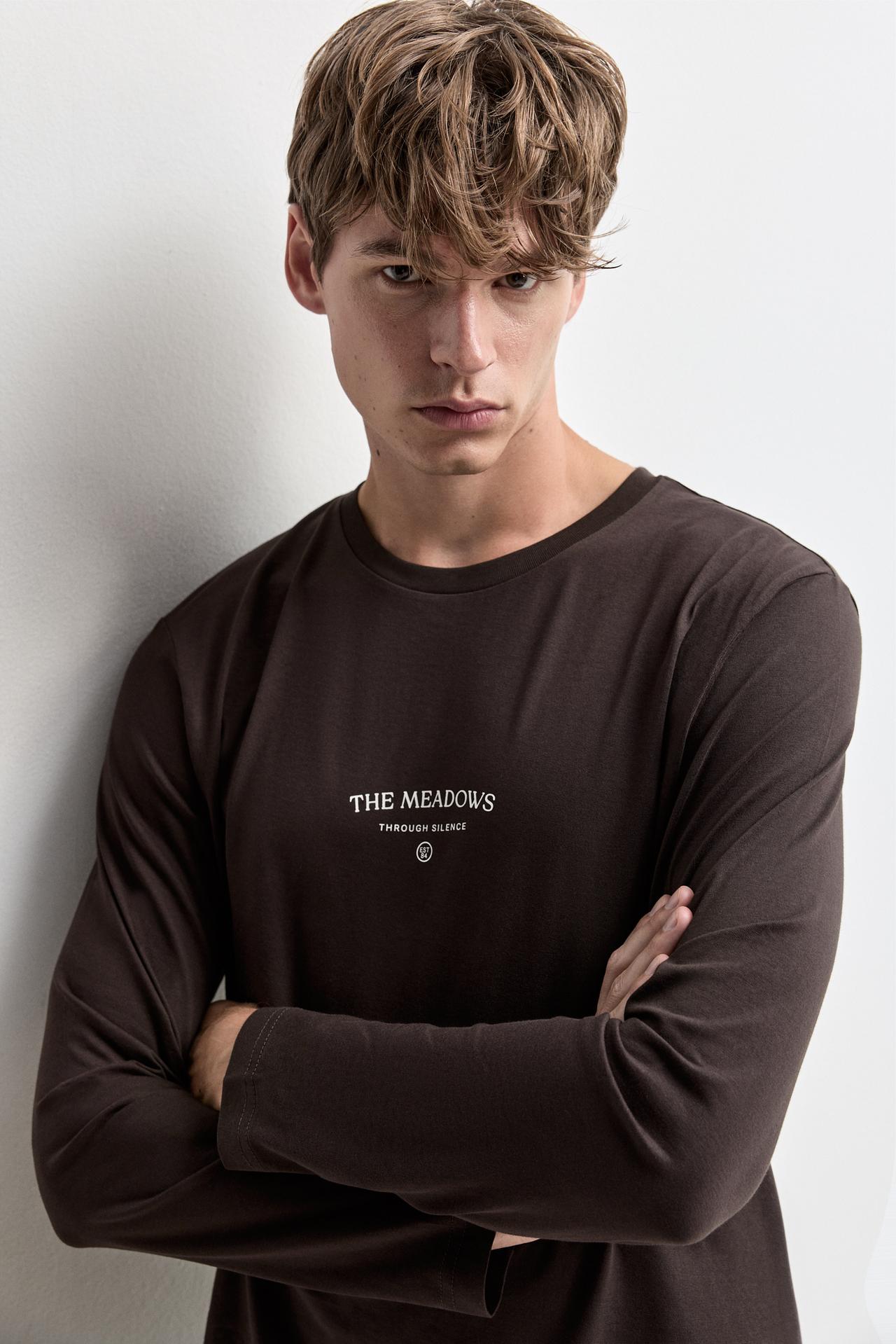 Long printed pajamas — DARK BROWN