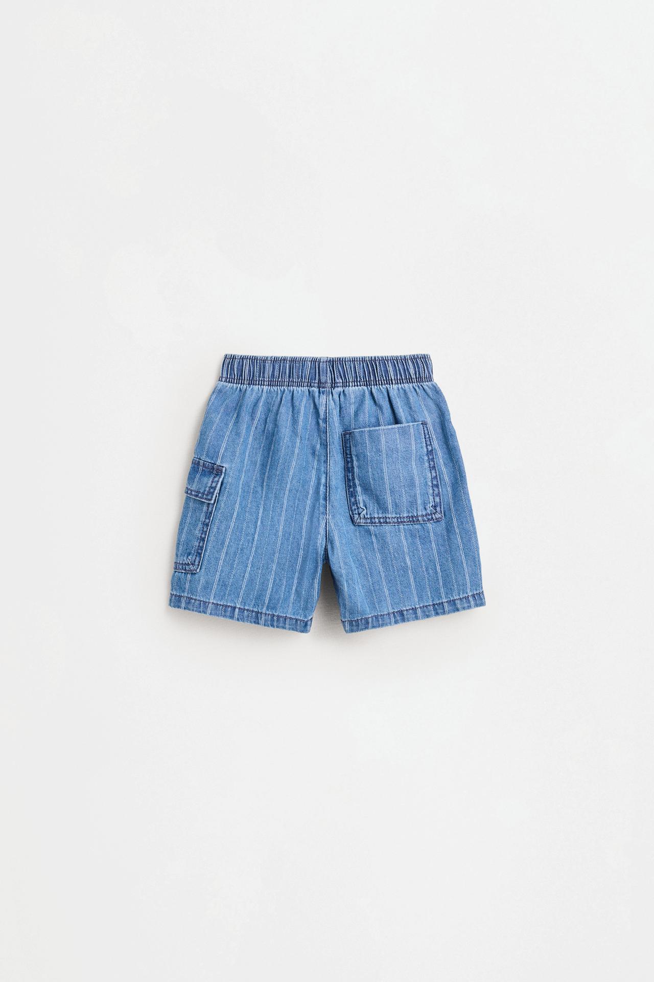 Striped denim cargo Bermuda shorts — BLUE
