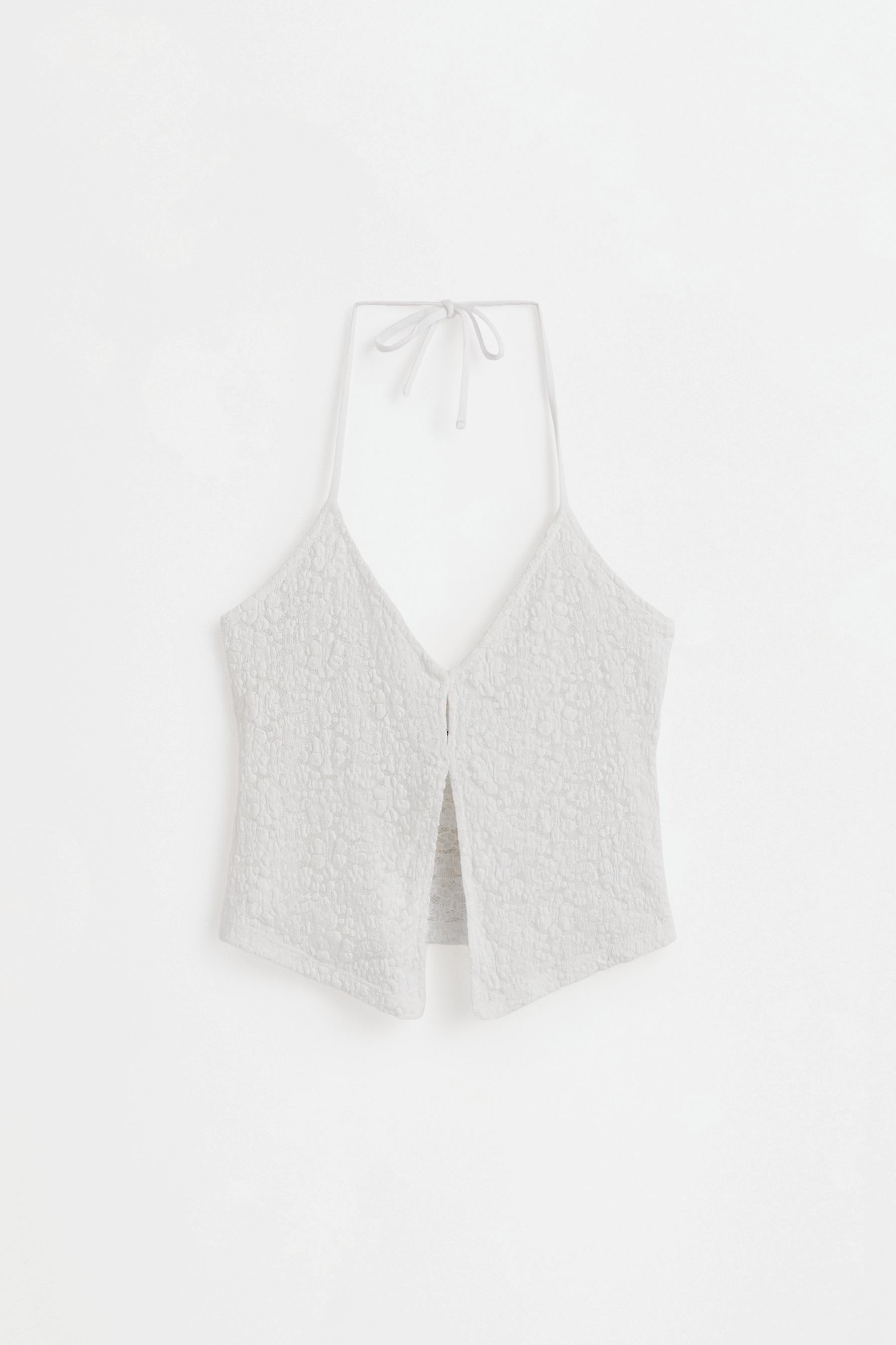 Lace halter top — OFF WHITE