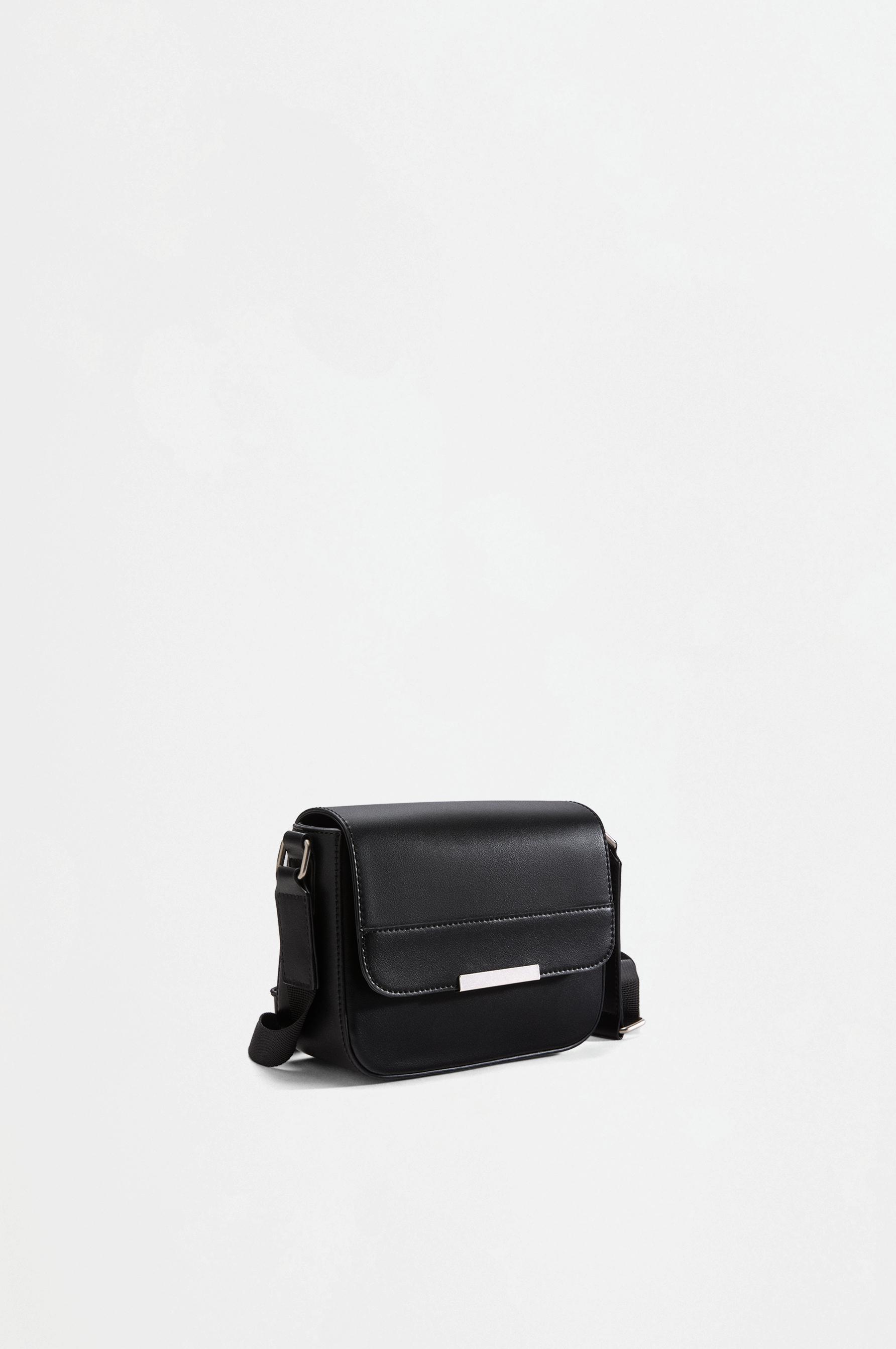 Leather effect charm crossbody bag — BLACK
