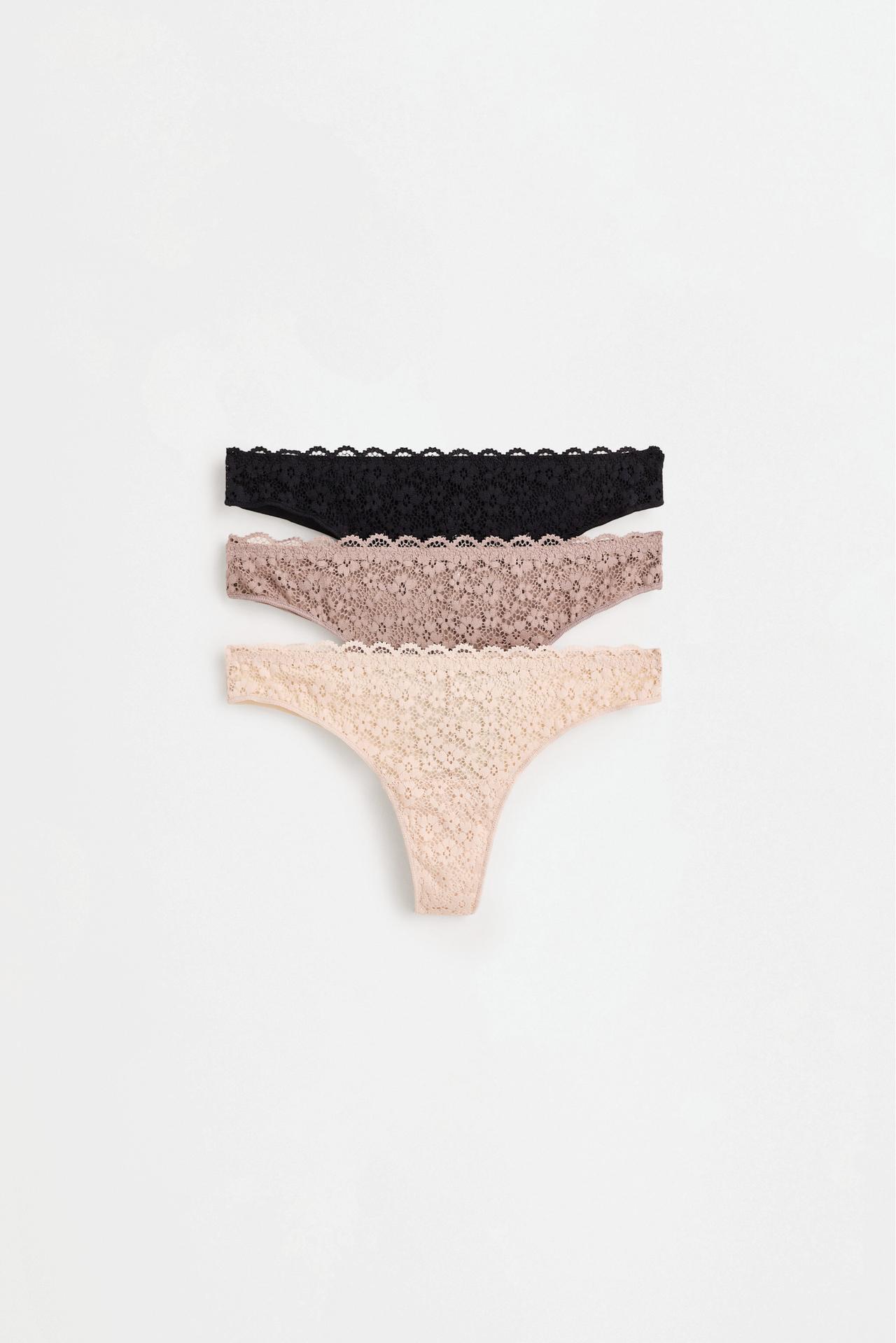 3-Pack of Brazilian lace briefs — BEIGE