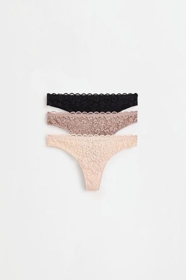3-Pack of Brazilian lace briefs — BEIGE 1