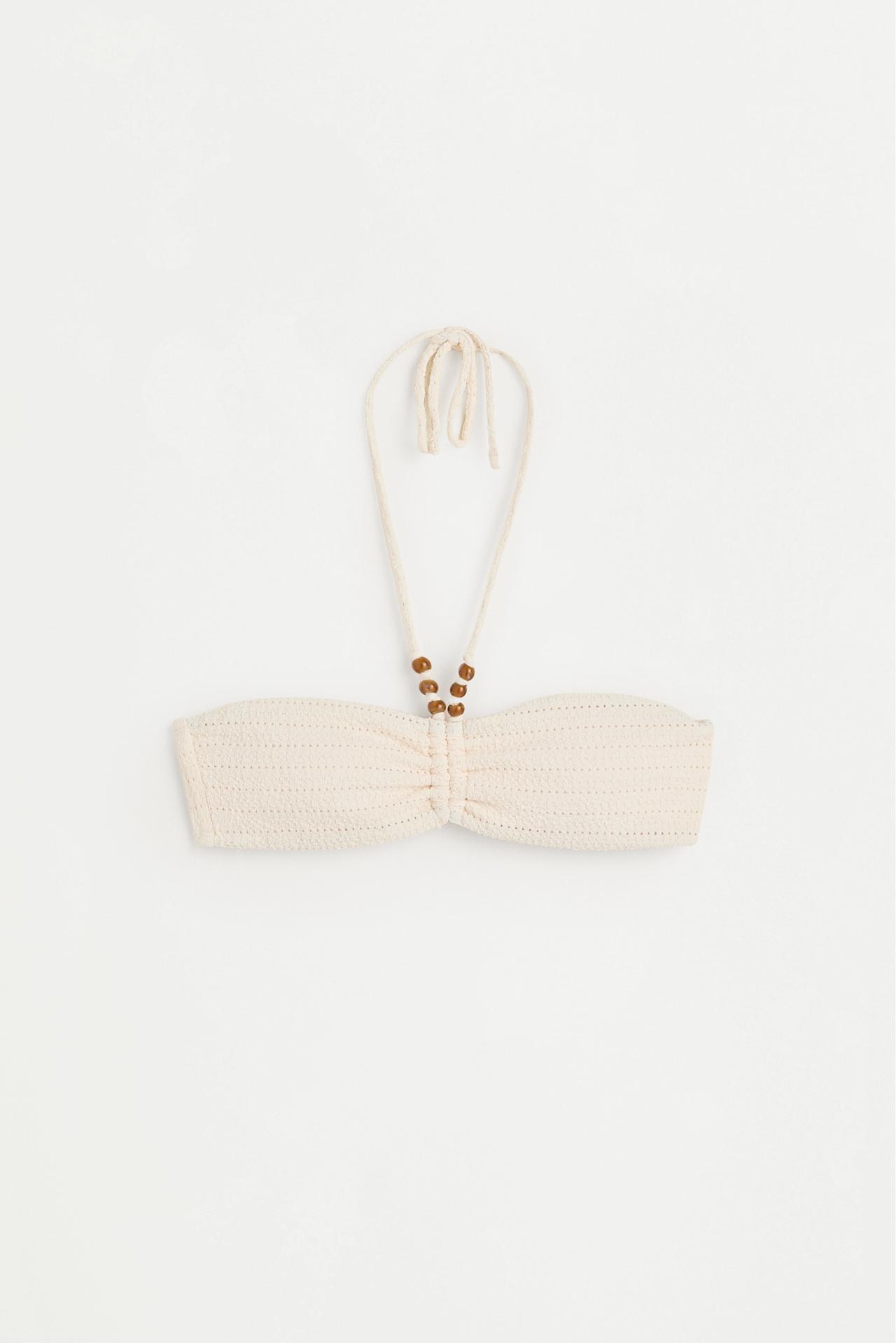 Beaded bandeau bikini top — WHITE