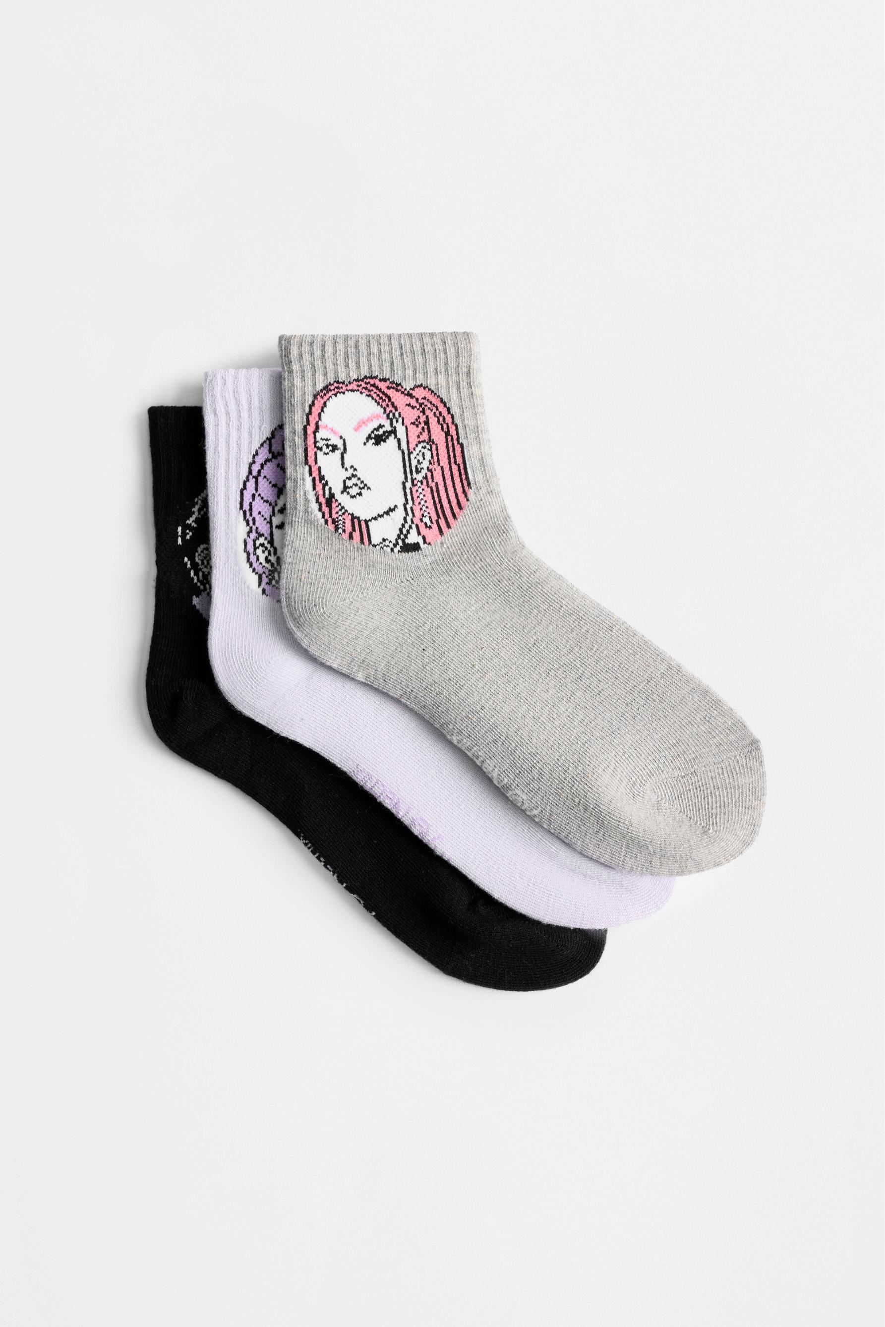 Huntrix K-Pop Demon Hunters ™/© Netflix Ankle Socks (3-Pack) — LILAC/WHITE