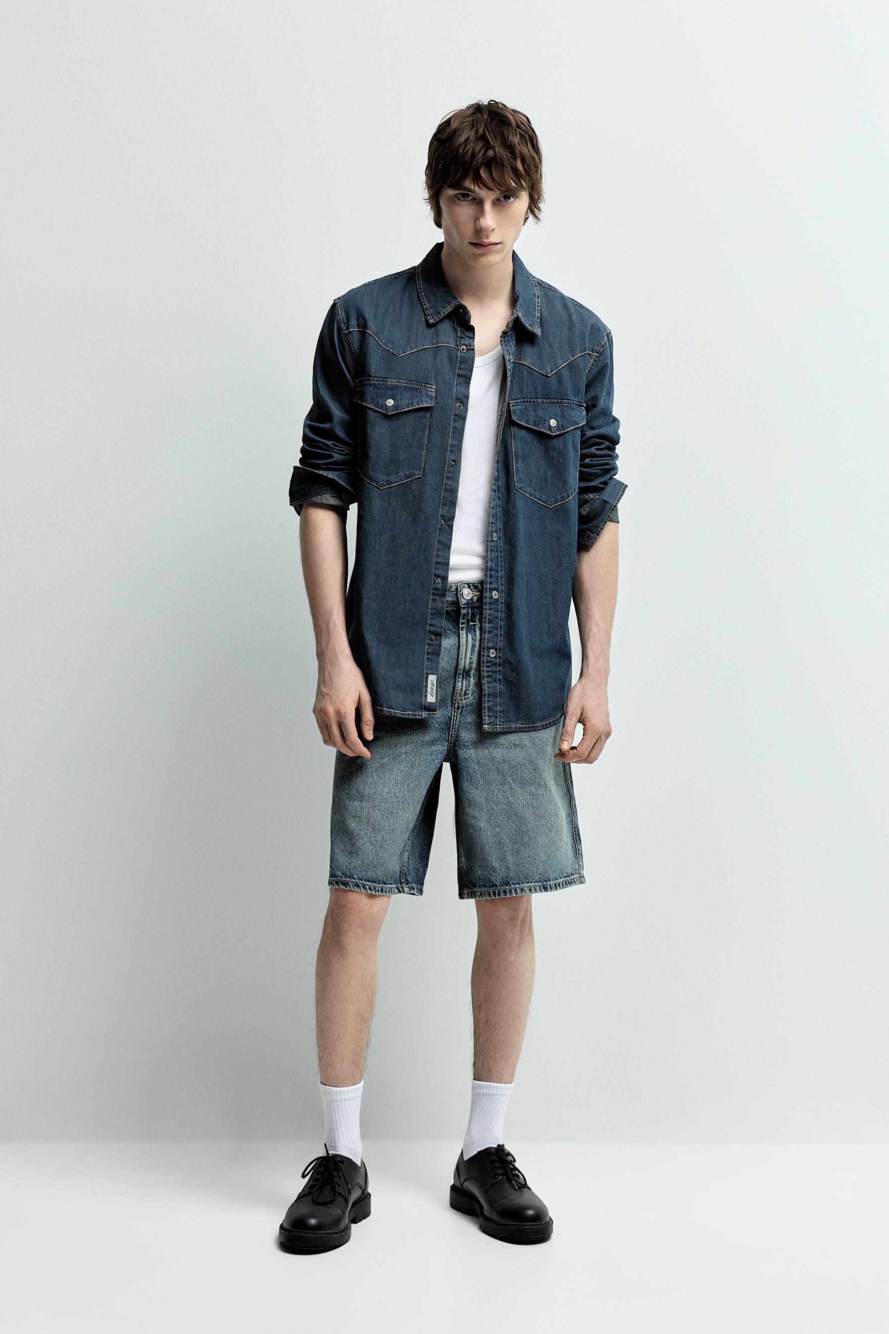 Straight denim Bermuda shorts — ROYAL BLUE