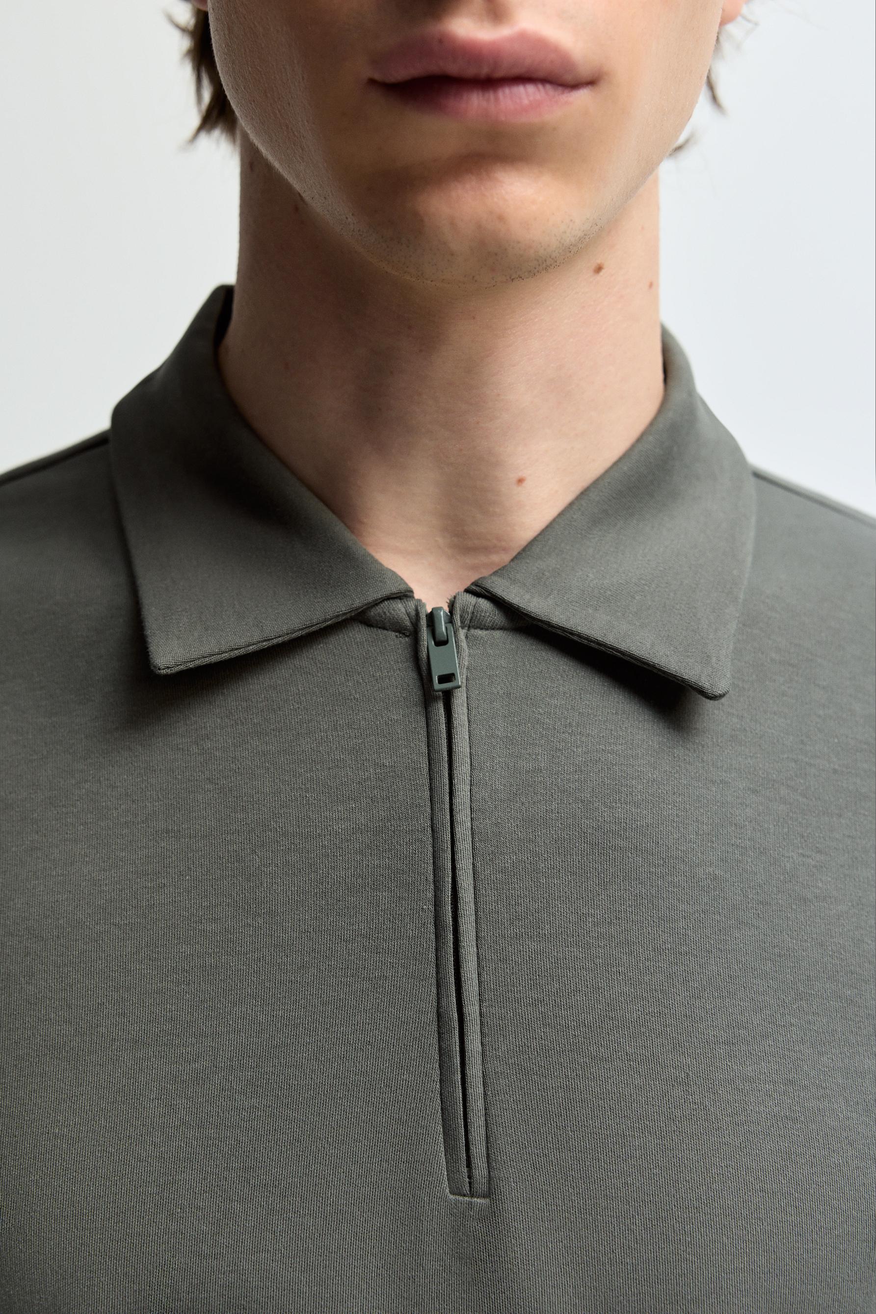 Interlock zip-up polo shirt — GREEN