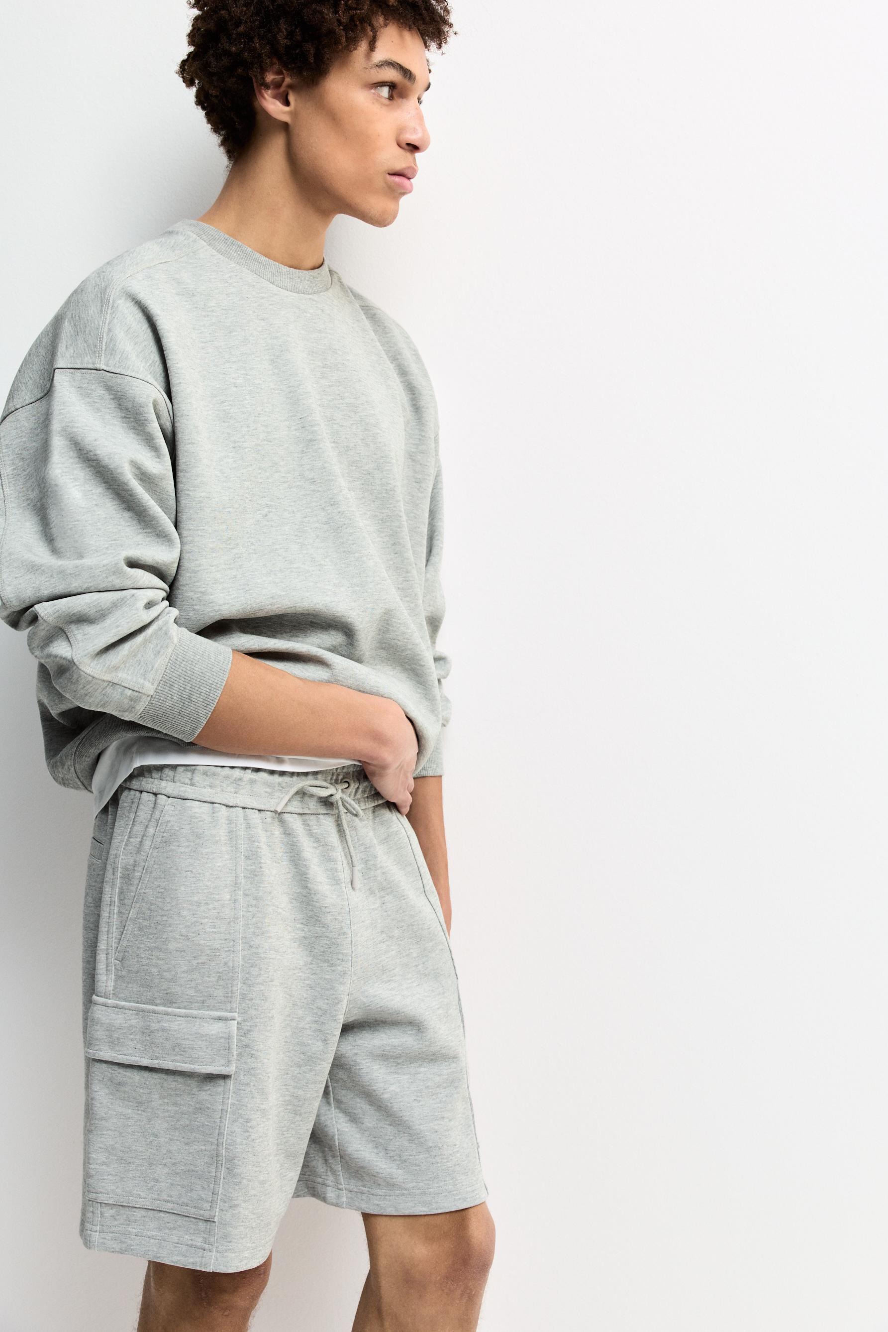 Interlock cargo Bermuda shorts — GREY MARL