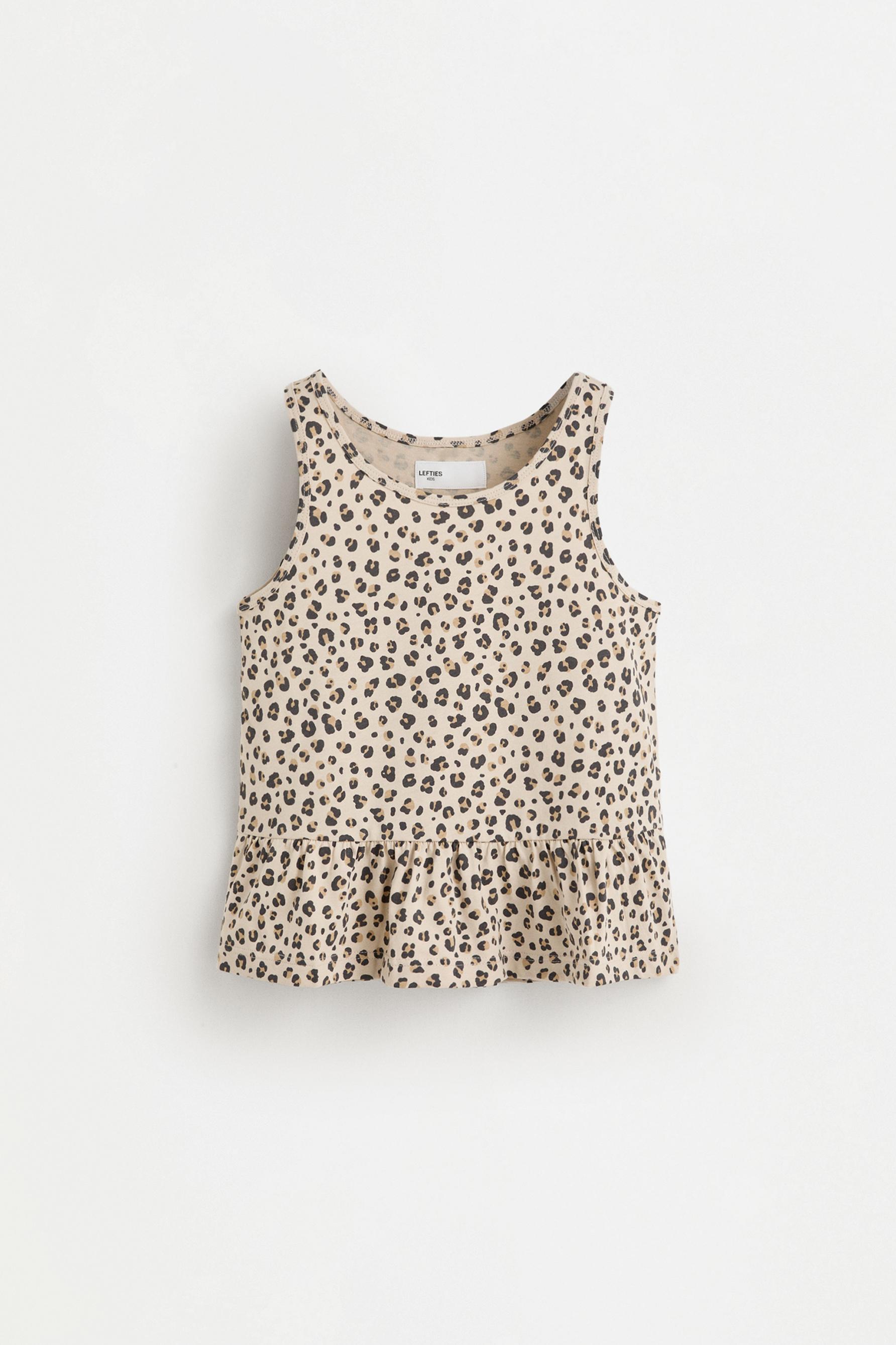 Printed peplum sleeveless t-shirt — HIELO