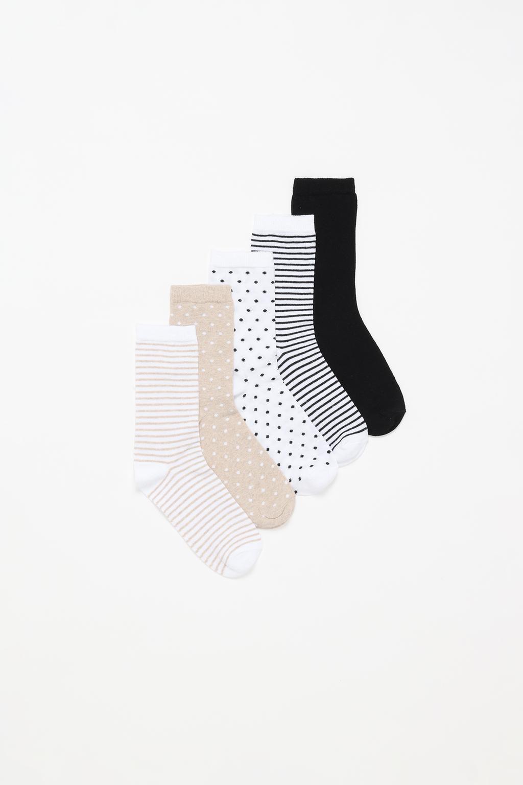 Pack of 5 pairs of contrast socks