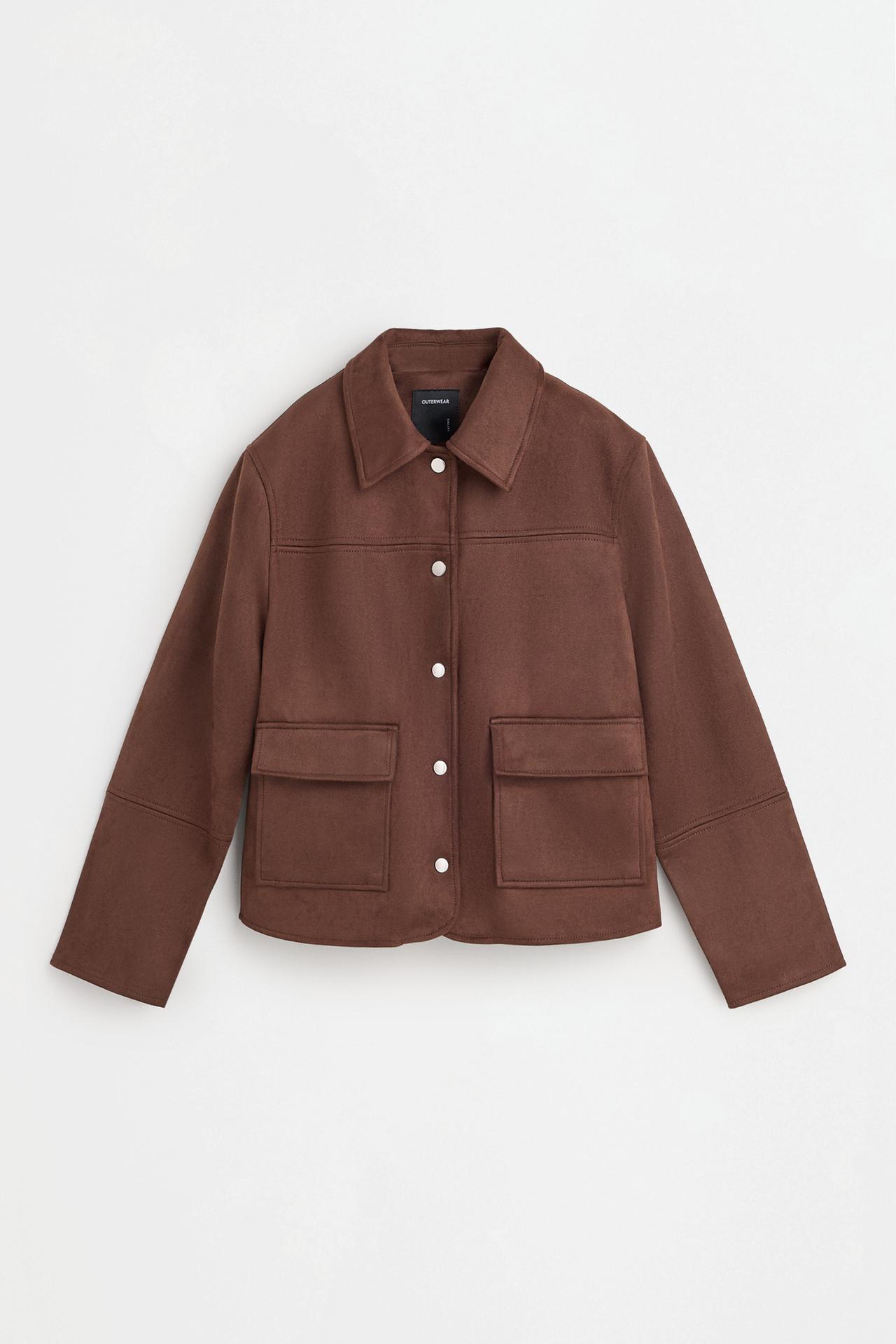 Faux suede jacket — CHOCOLATE BROWN