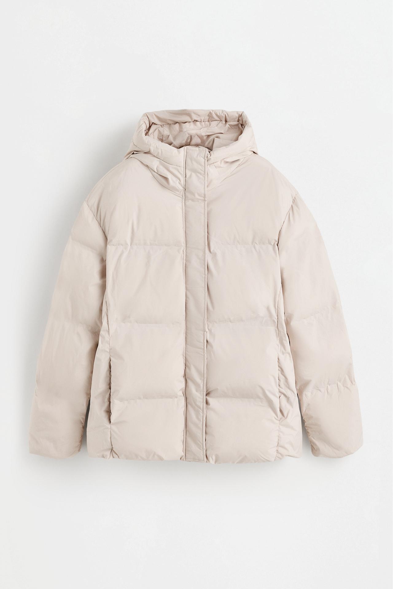 Hooded puffer jacket — ECRU