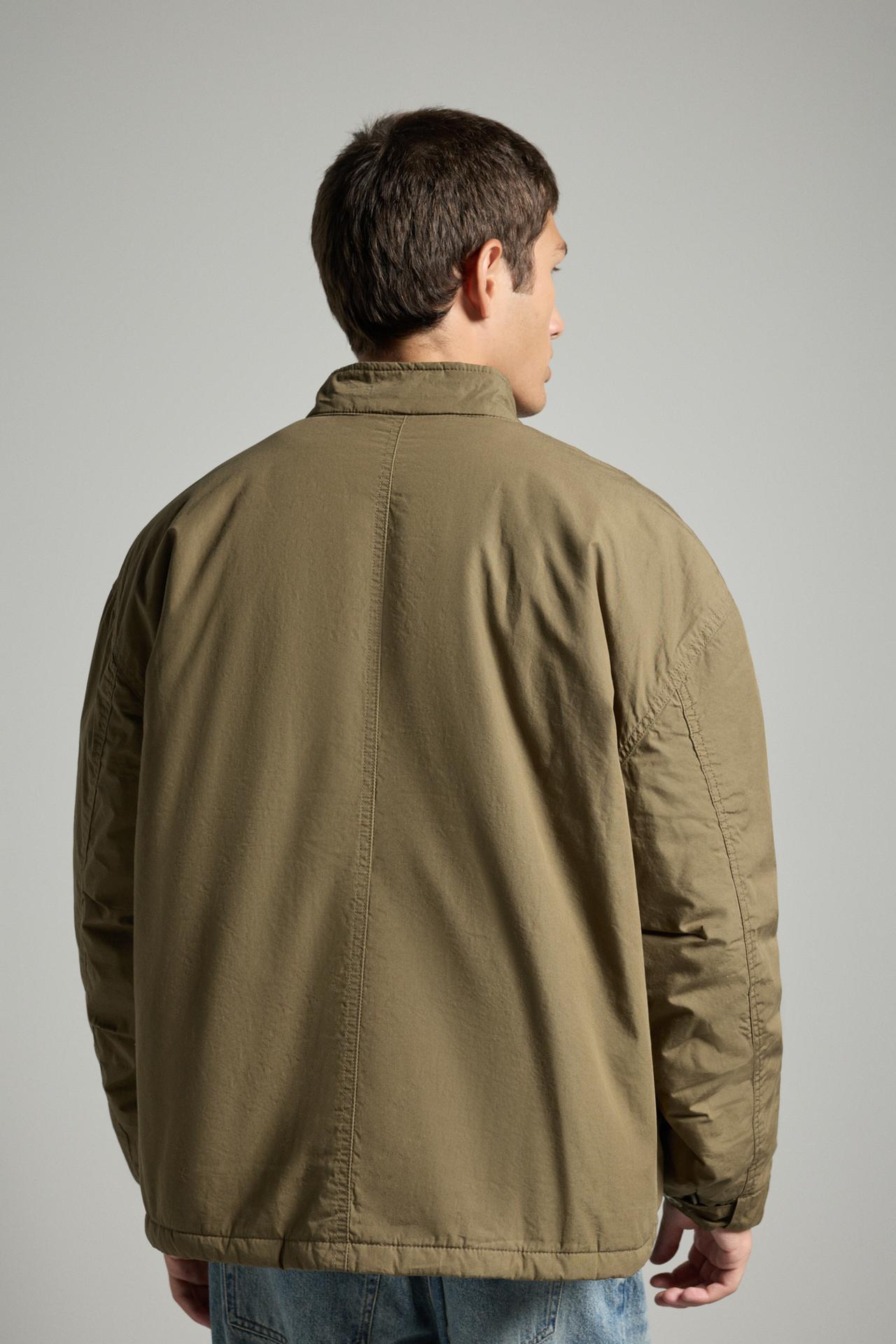 Padded high collar jacket — KHAKI