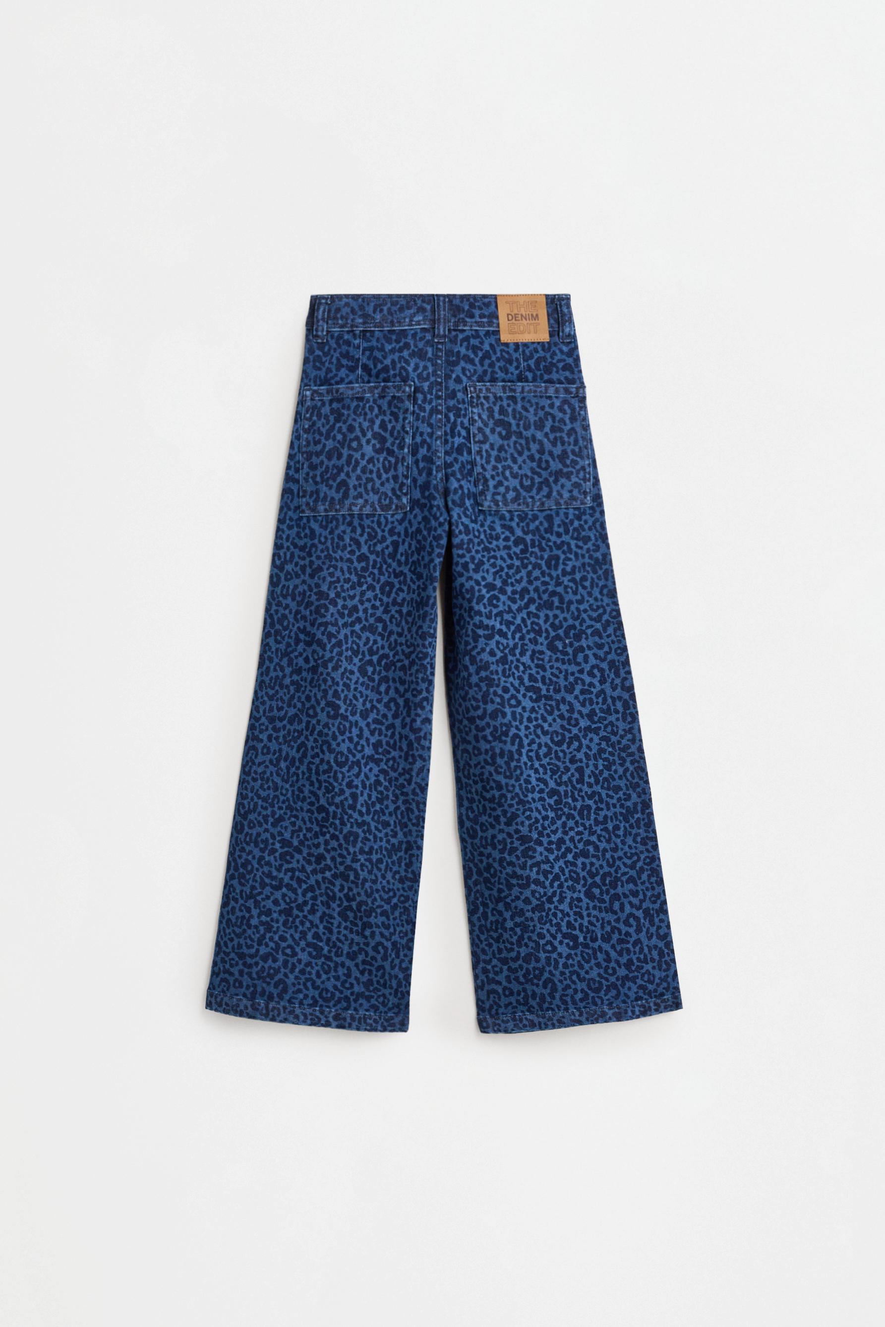 Animal print wide-leg jeans — DARK BLUE