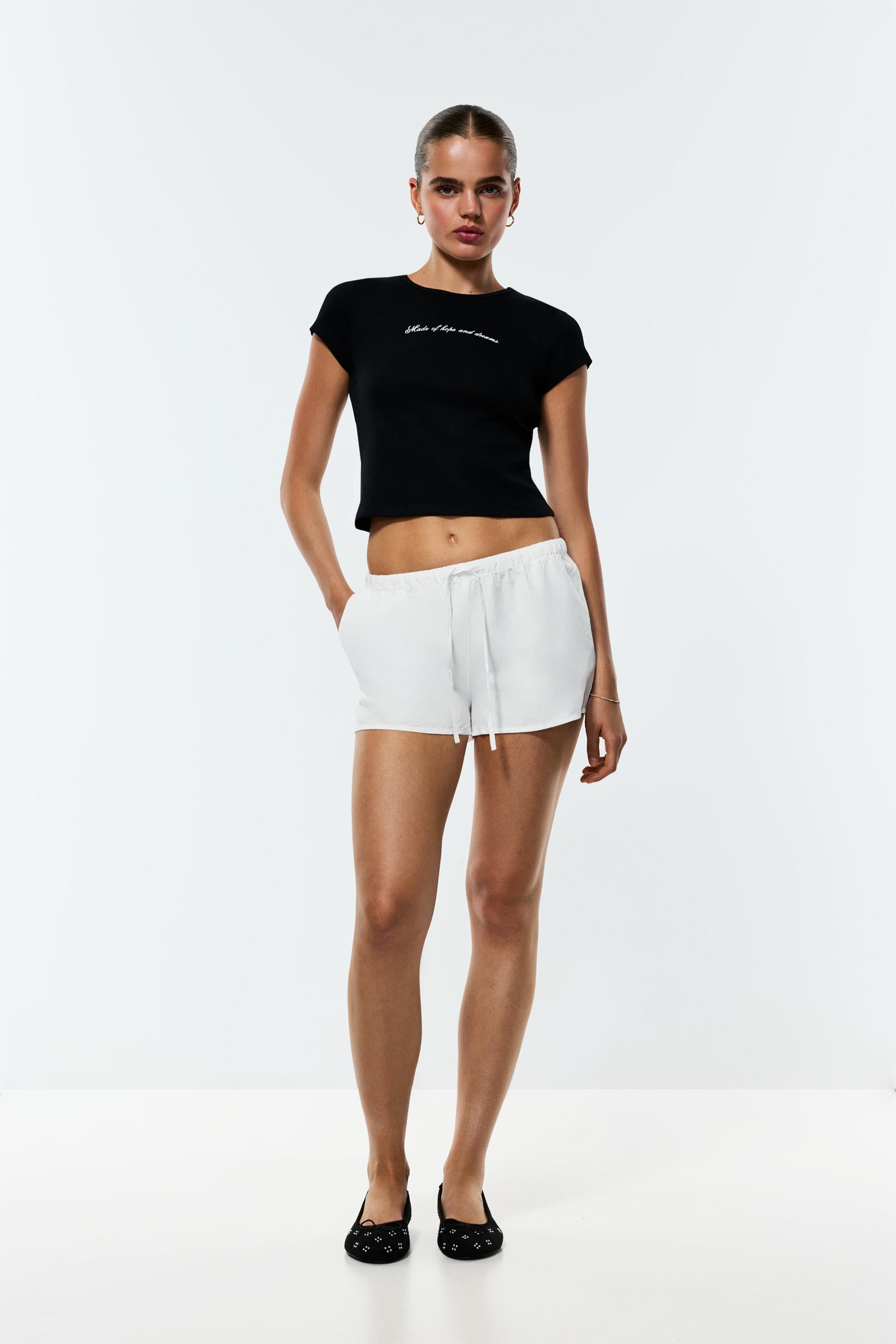 Printed Cropped T-Shirt — BLACK