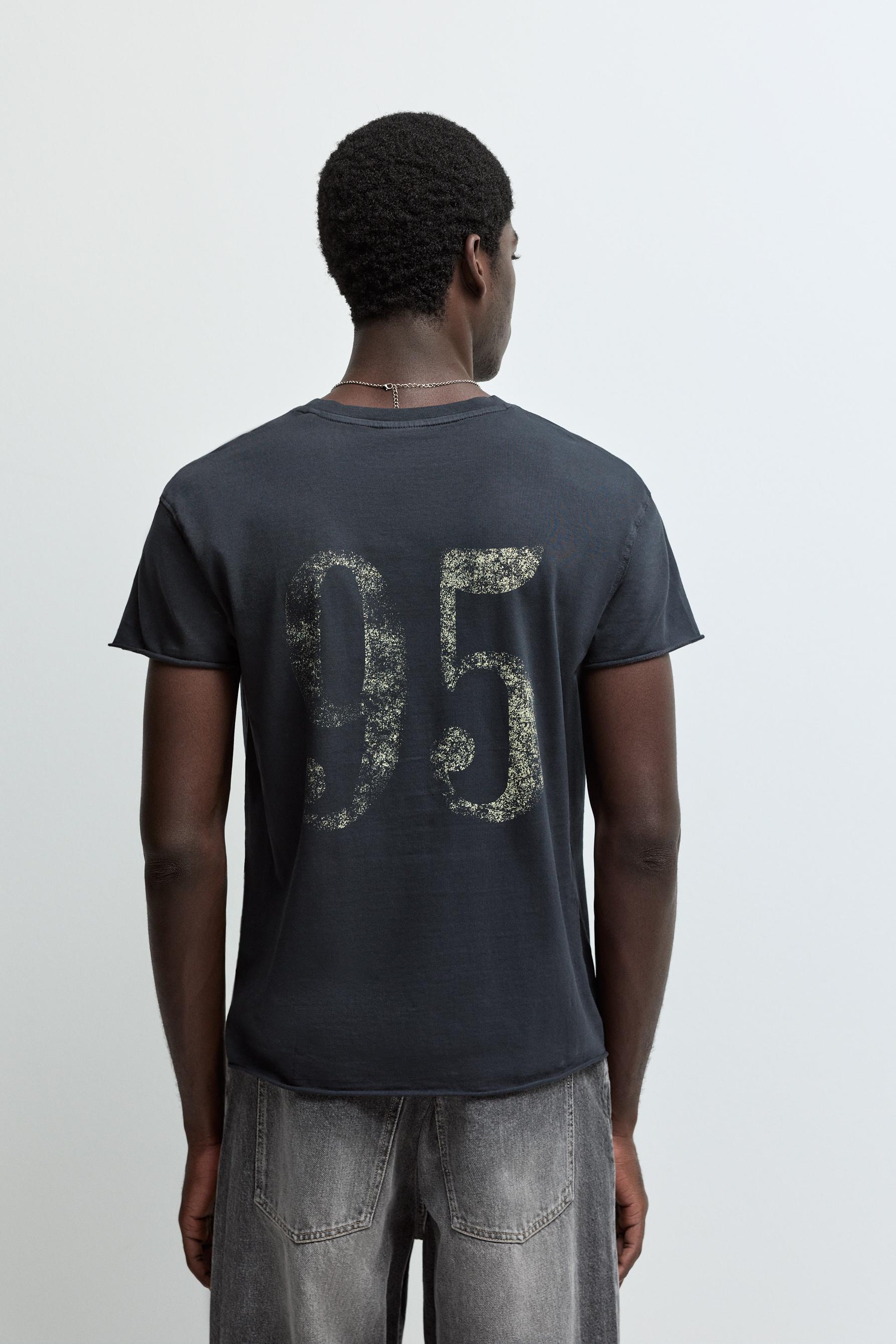 Faded effect printed T-shirt — DARK GREY