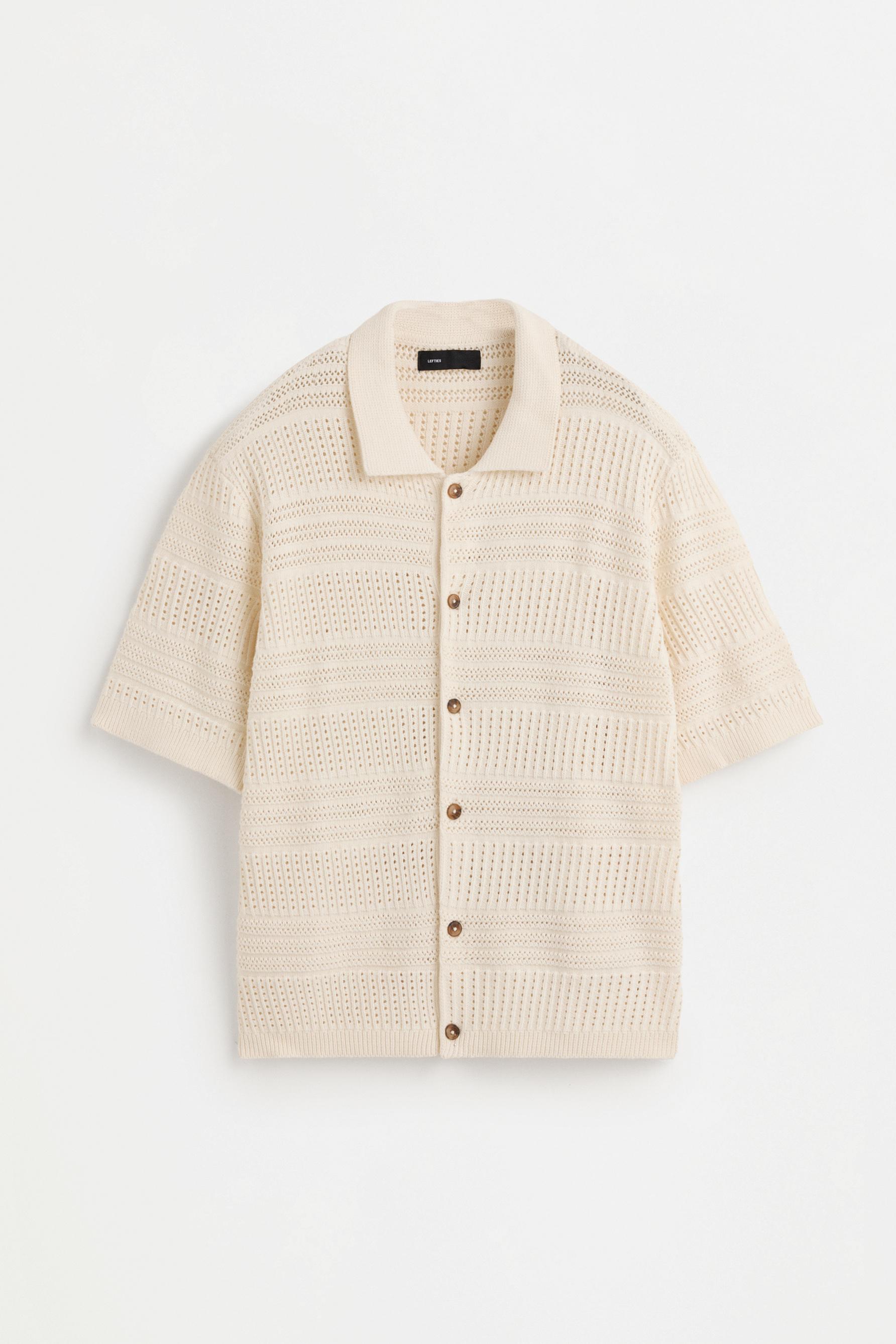 Cutwork knit shirt — OFF WHITE