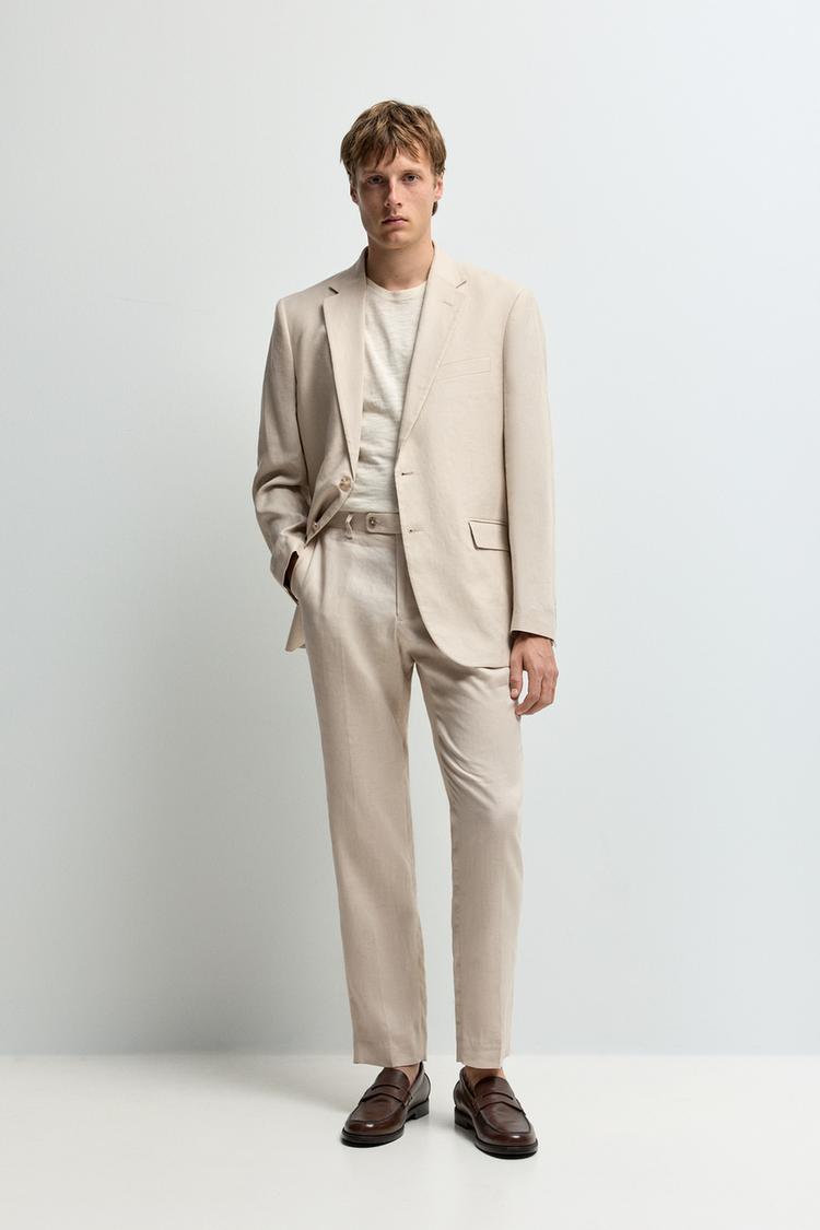 100% linen suit trousers — ECRU