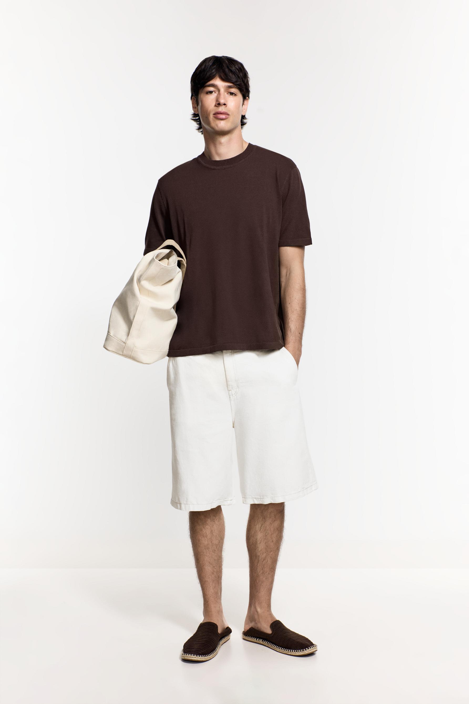 Basic knit T-shirt — CHOCOLATE