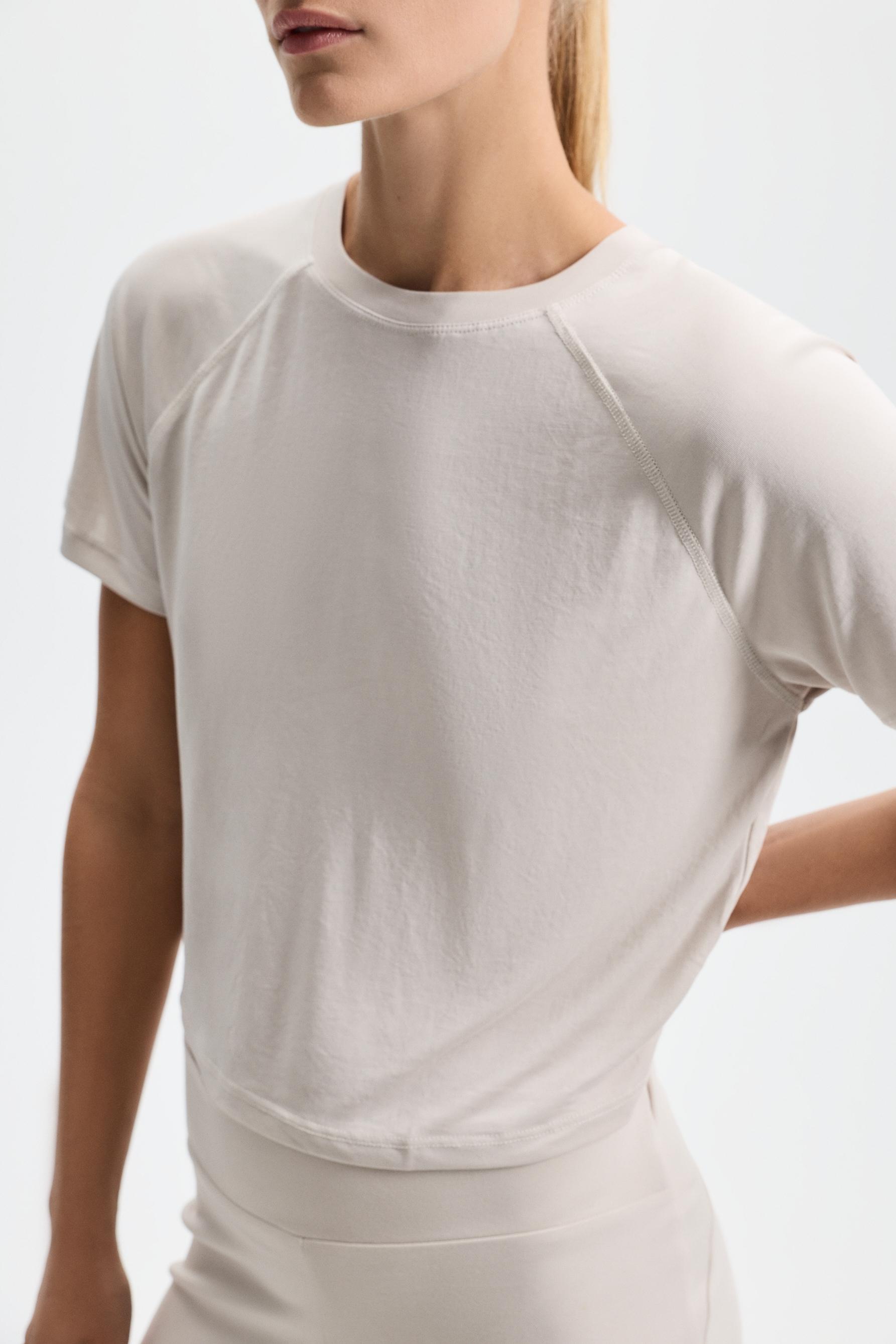 Cropped flowing T-shirt — ECRU