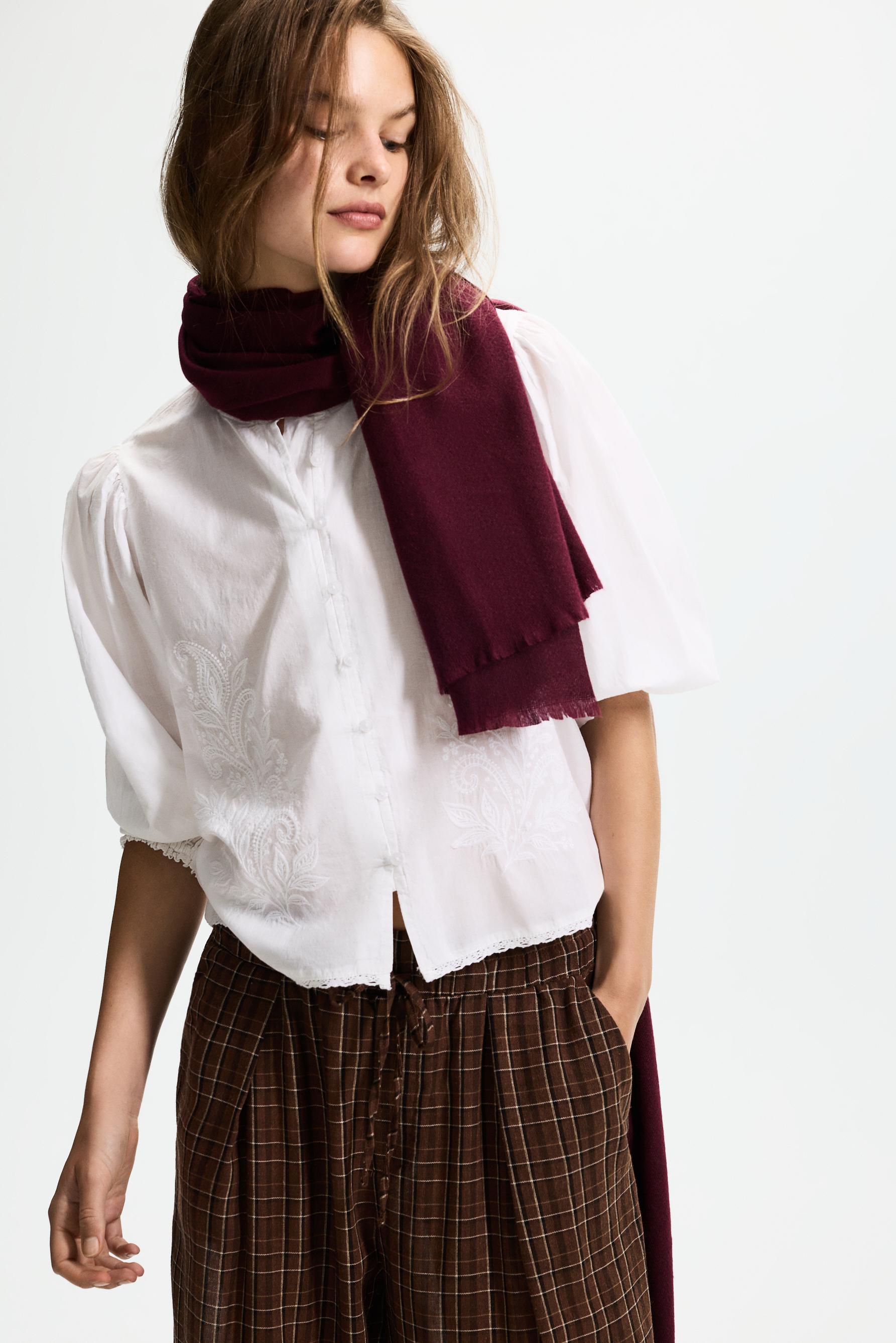 Fine plain scarf — BURGUNDY