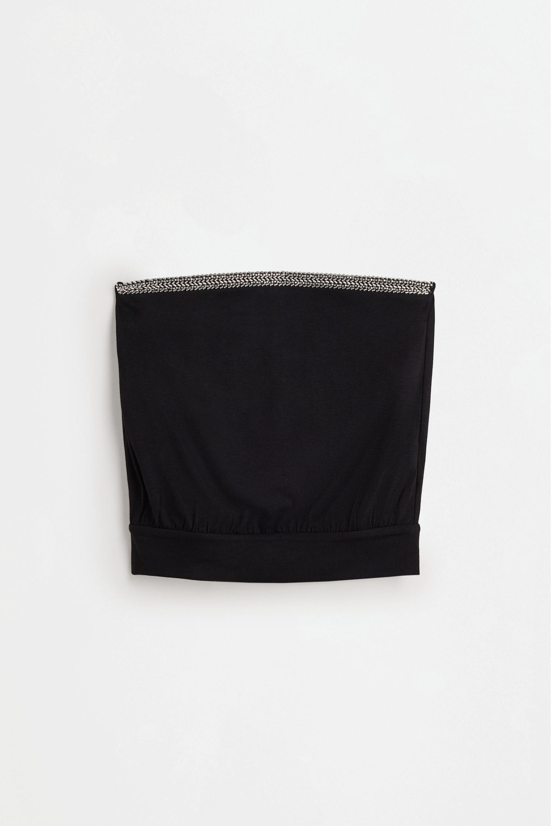 Rhinestone bandeau top — BLACK