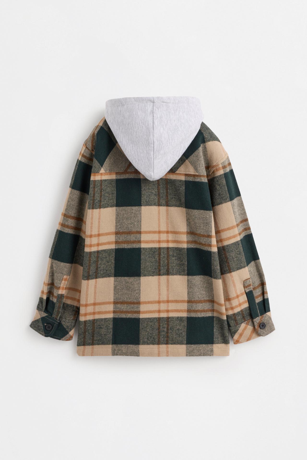 Plaid hooded overshirt — GREEN